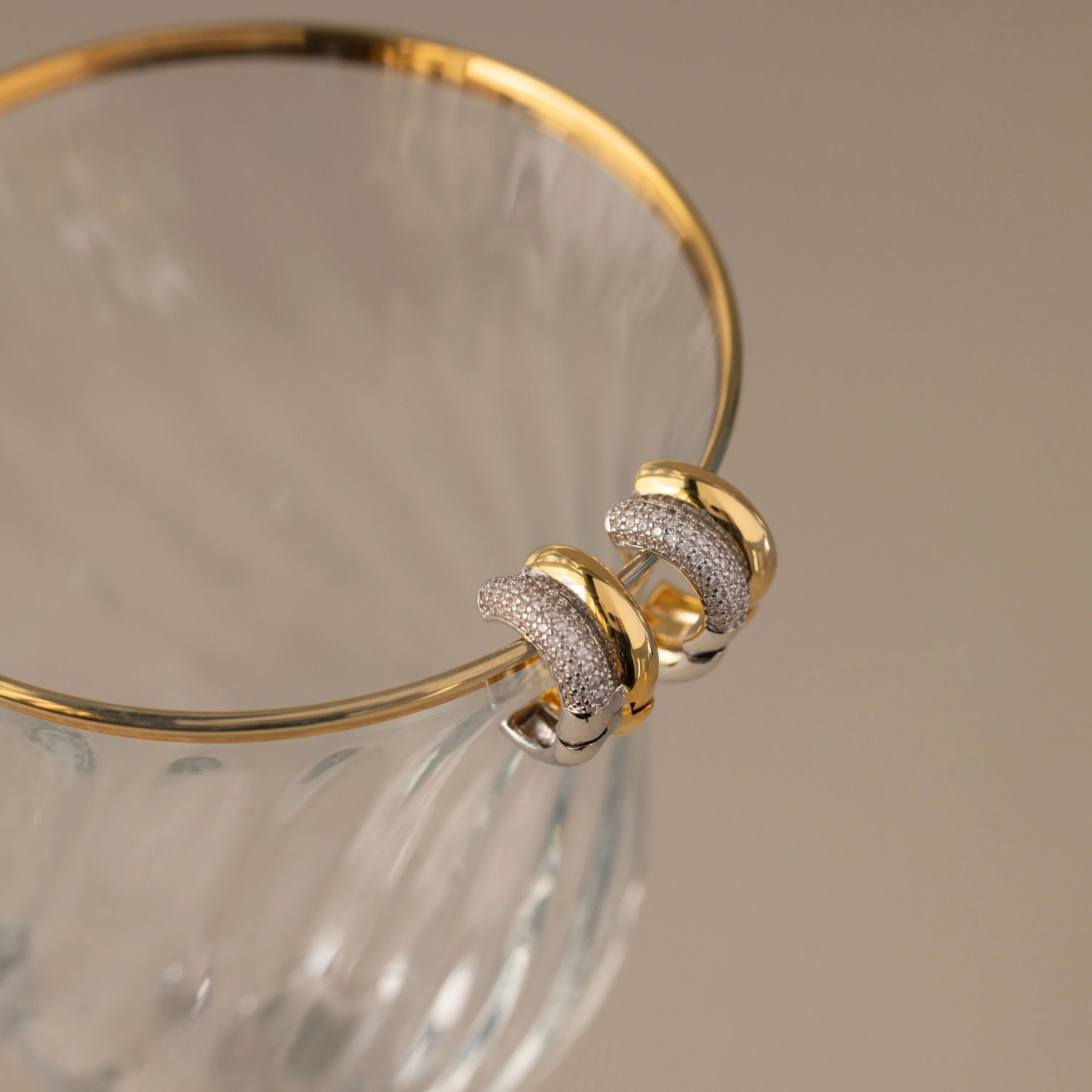 Duo Mixed Metal Pave Huggies - Image 3