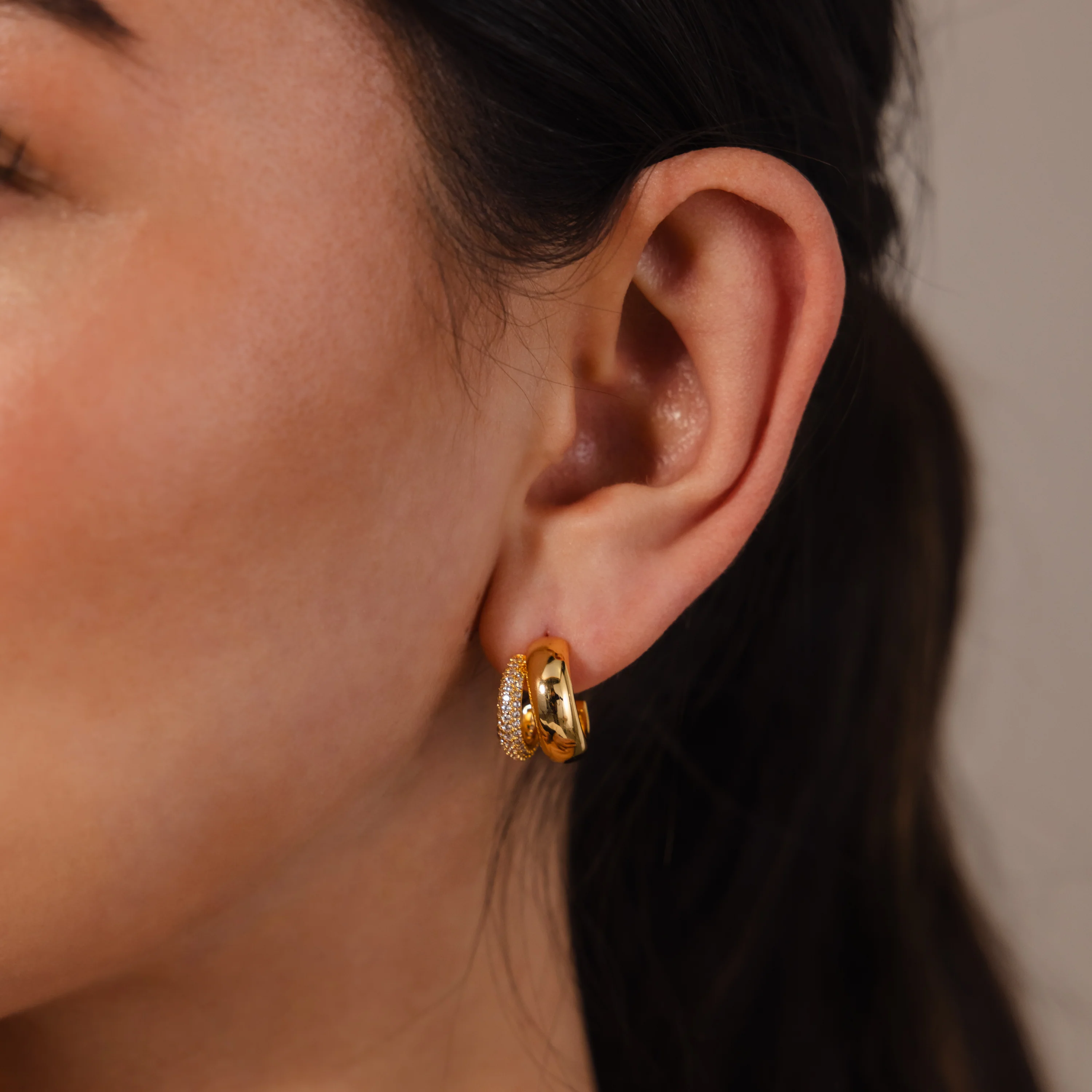Duo Pave Dome Studs in Mixed Metal - Image 2
