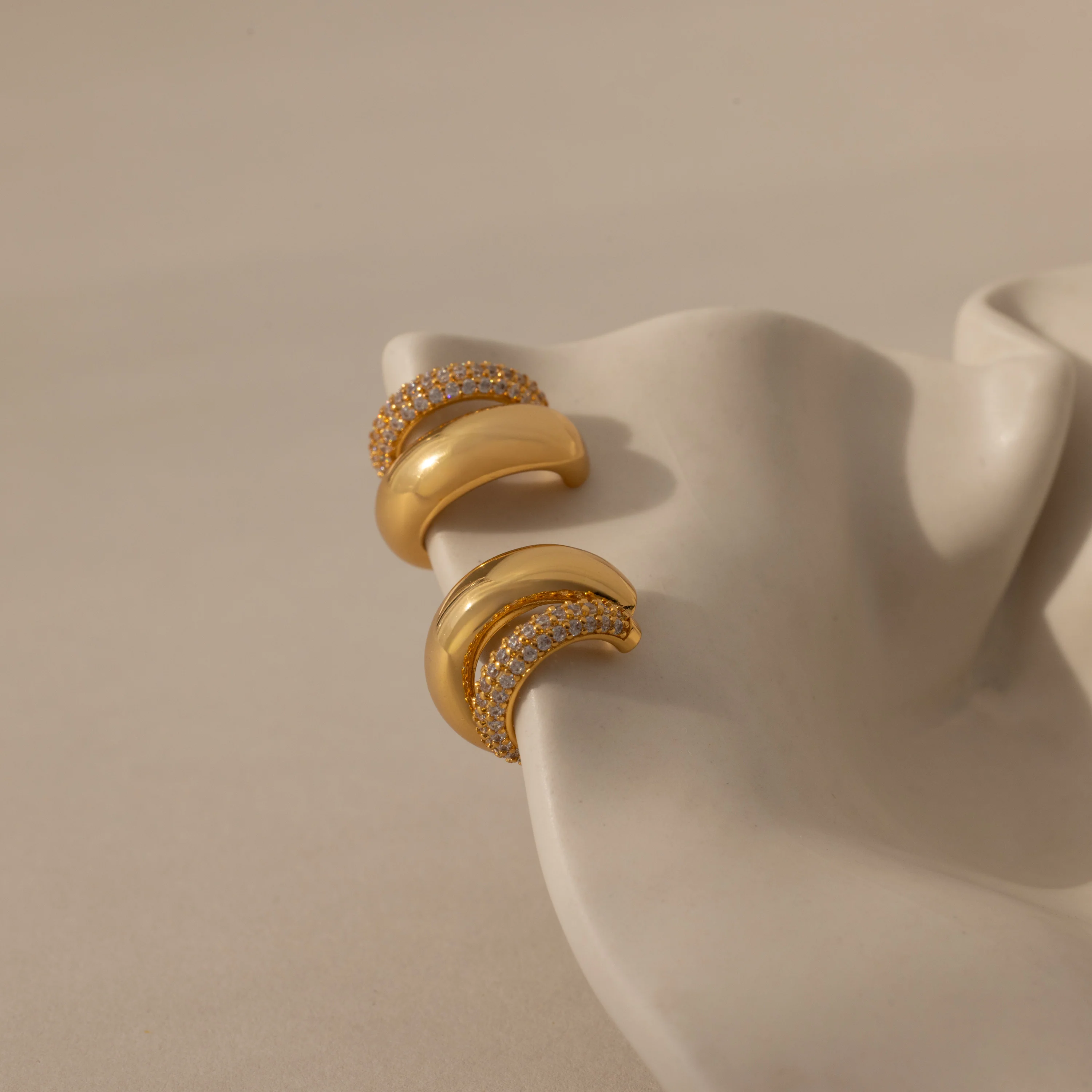 Duo Pave Dome Studs in Mixed Metal - Image 5