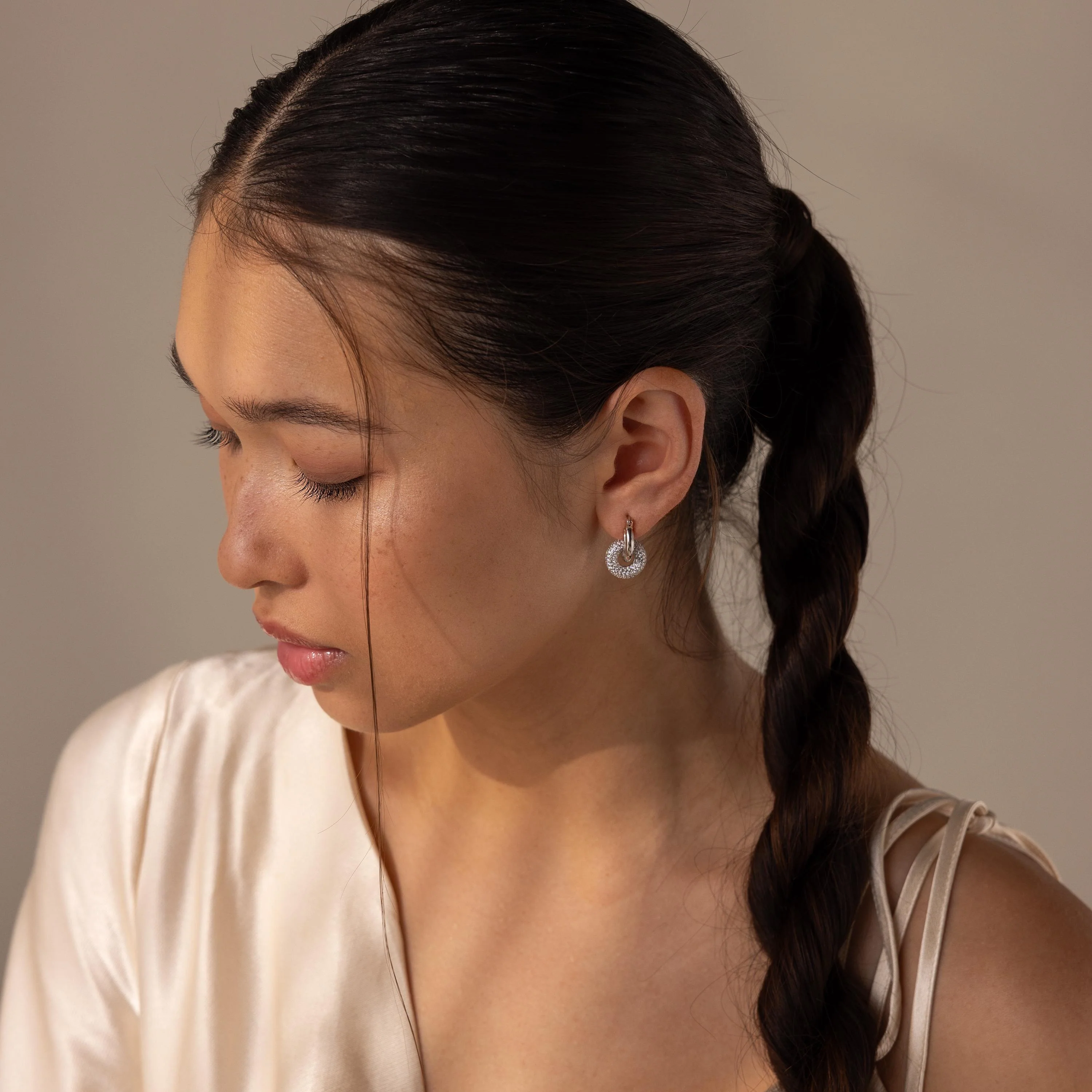 Duo Pave Link Hoops - Image 4