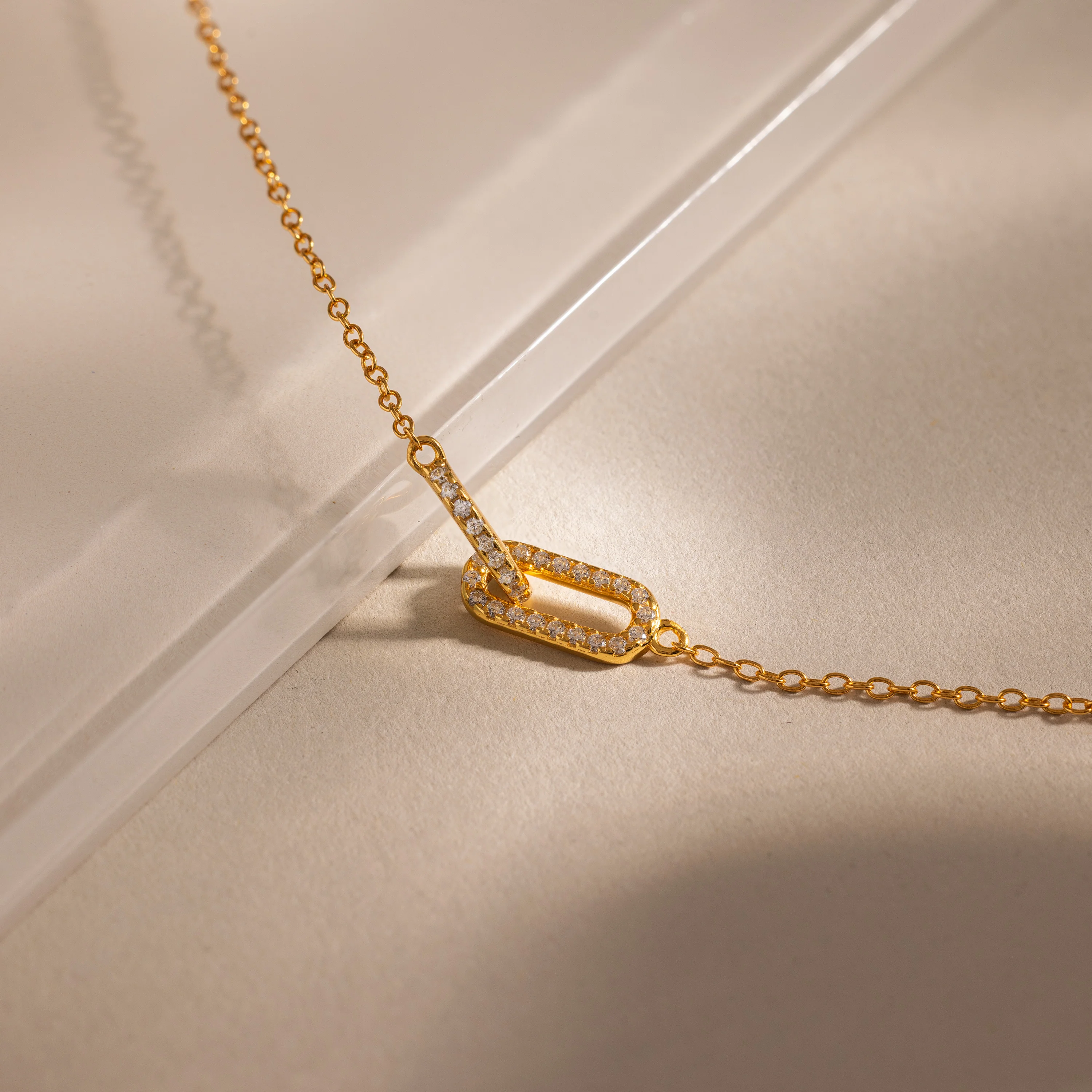 Duo Pave Link Pendant Bracelet in 18K Gold - Image 3