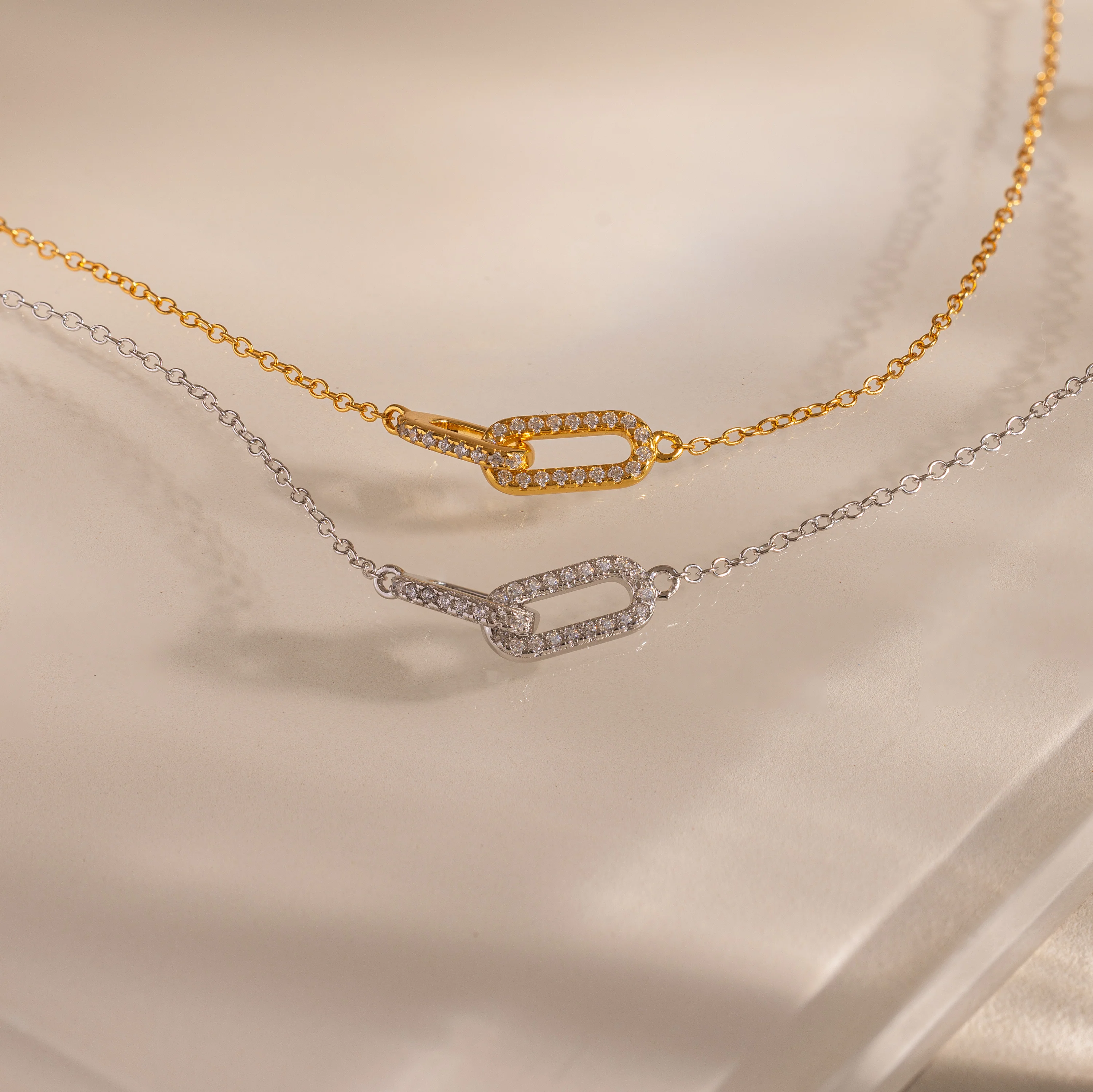 Duo Pave Link Pendant Bracelet in 18K Gold - Image 5