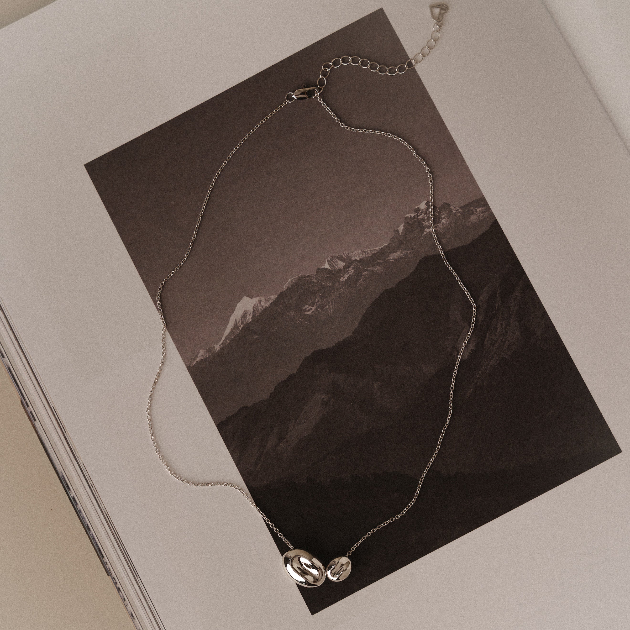 Duo Pebble Necklace in Silver - Image 3