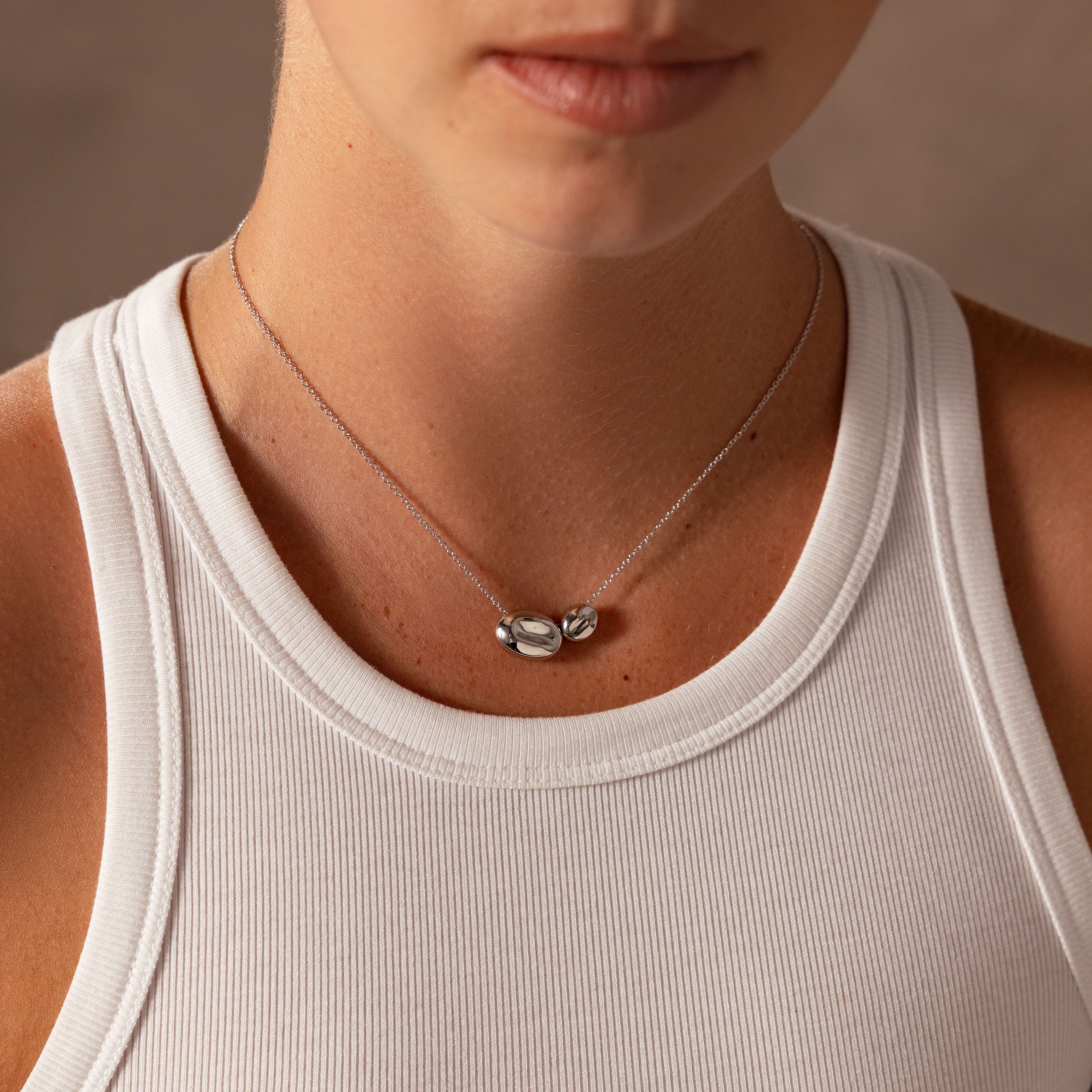 Duo Pebble Necklace in Silver - Image 4
