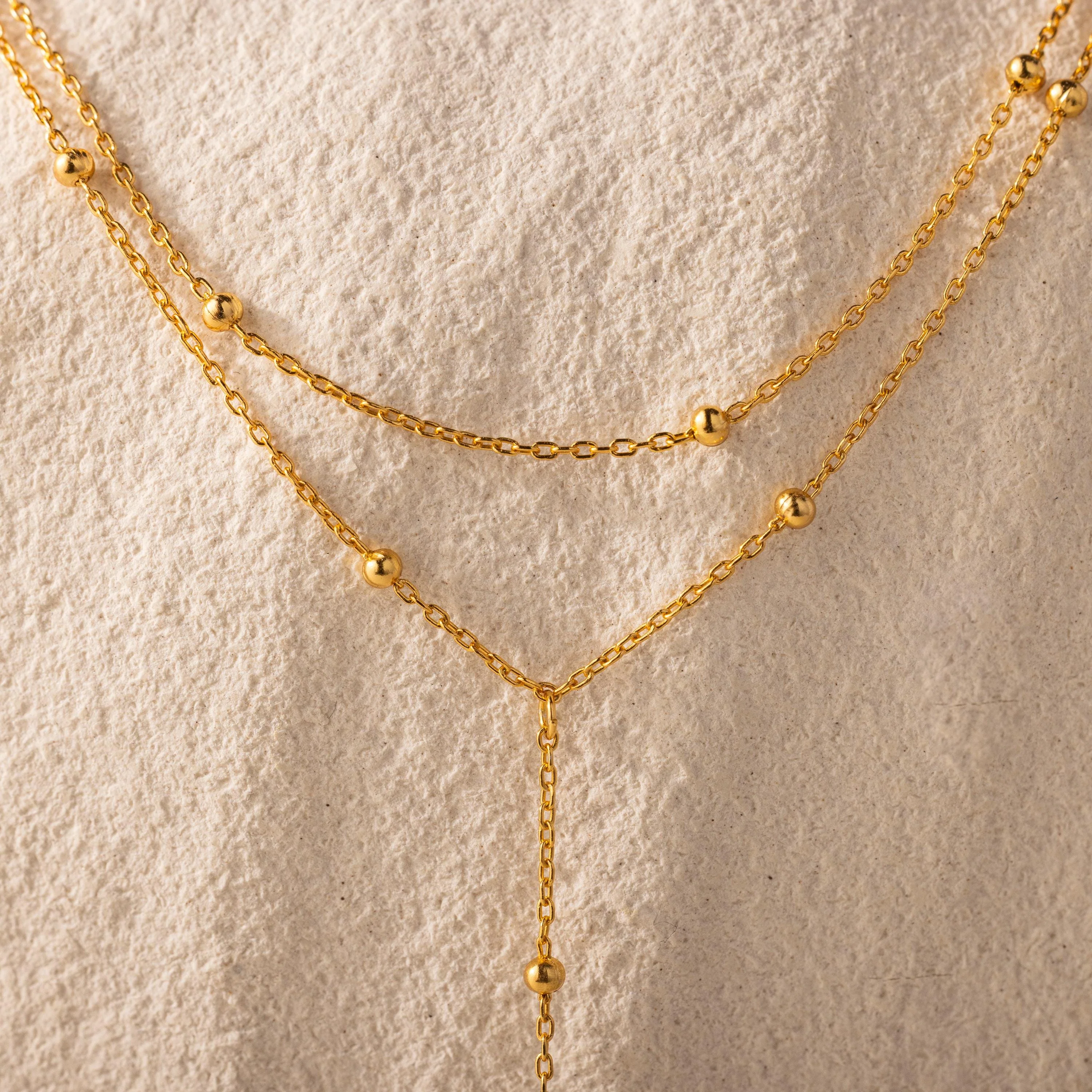 Duo Satellite Lariat Necklace in 18K Gold - Image 3