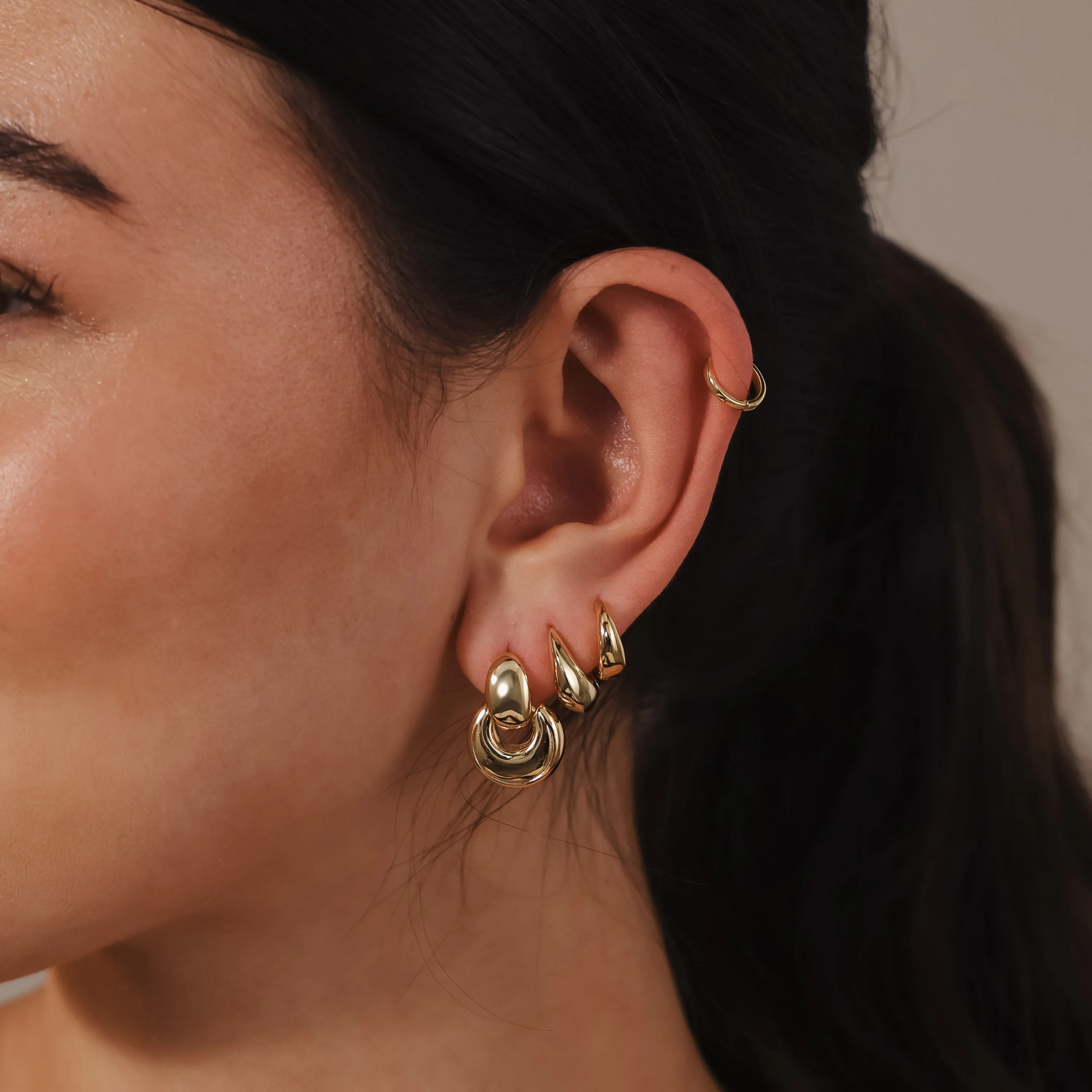 Eclipse Dome Studs in 18K Gold - Image 7