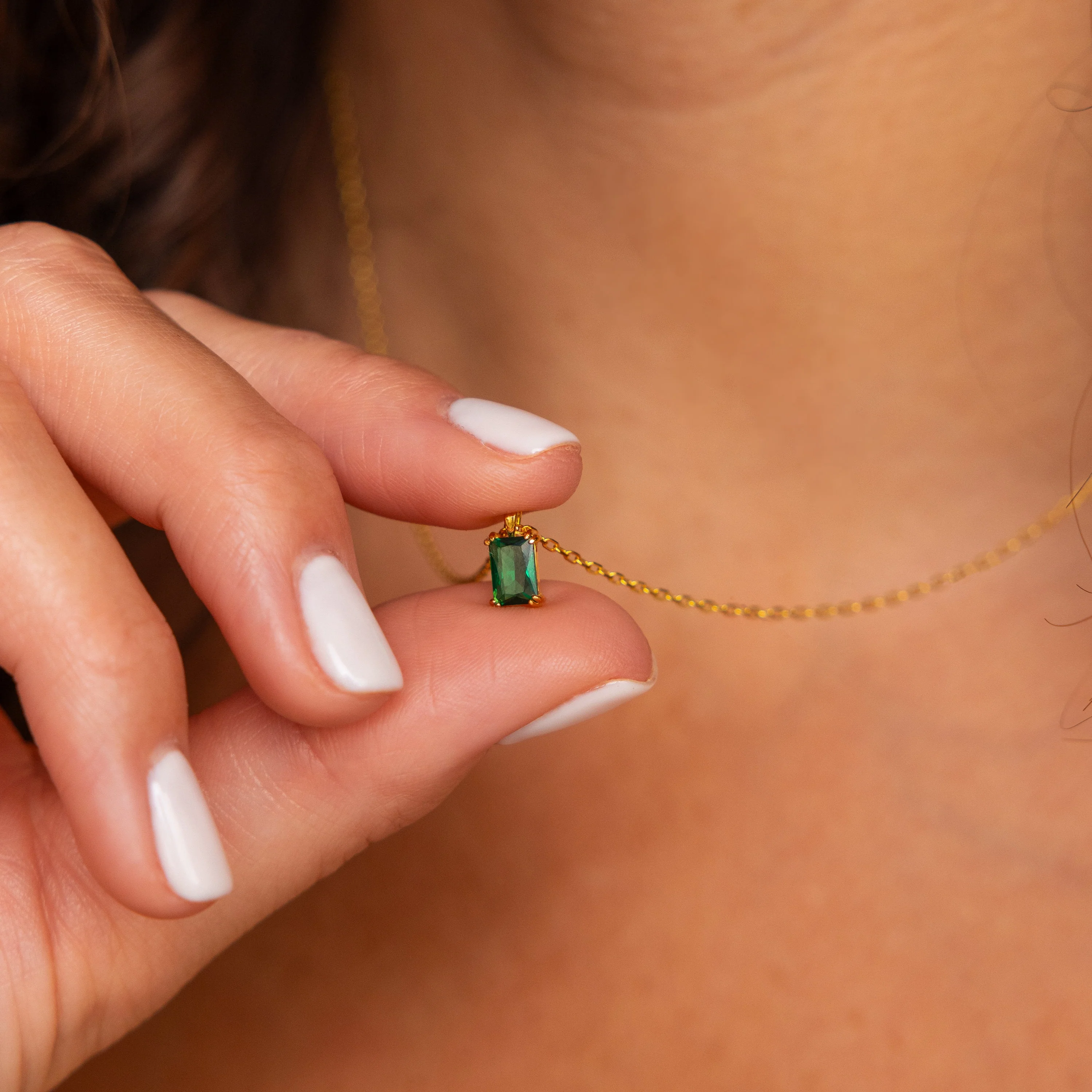 Emerald Cut Birthstone Necklace - Image 2