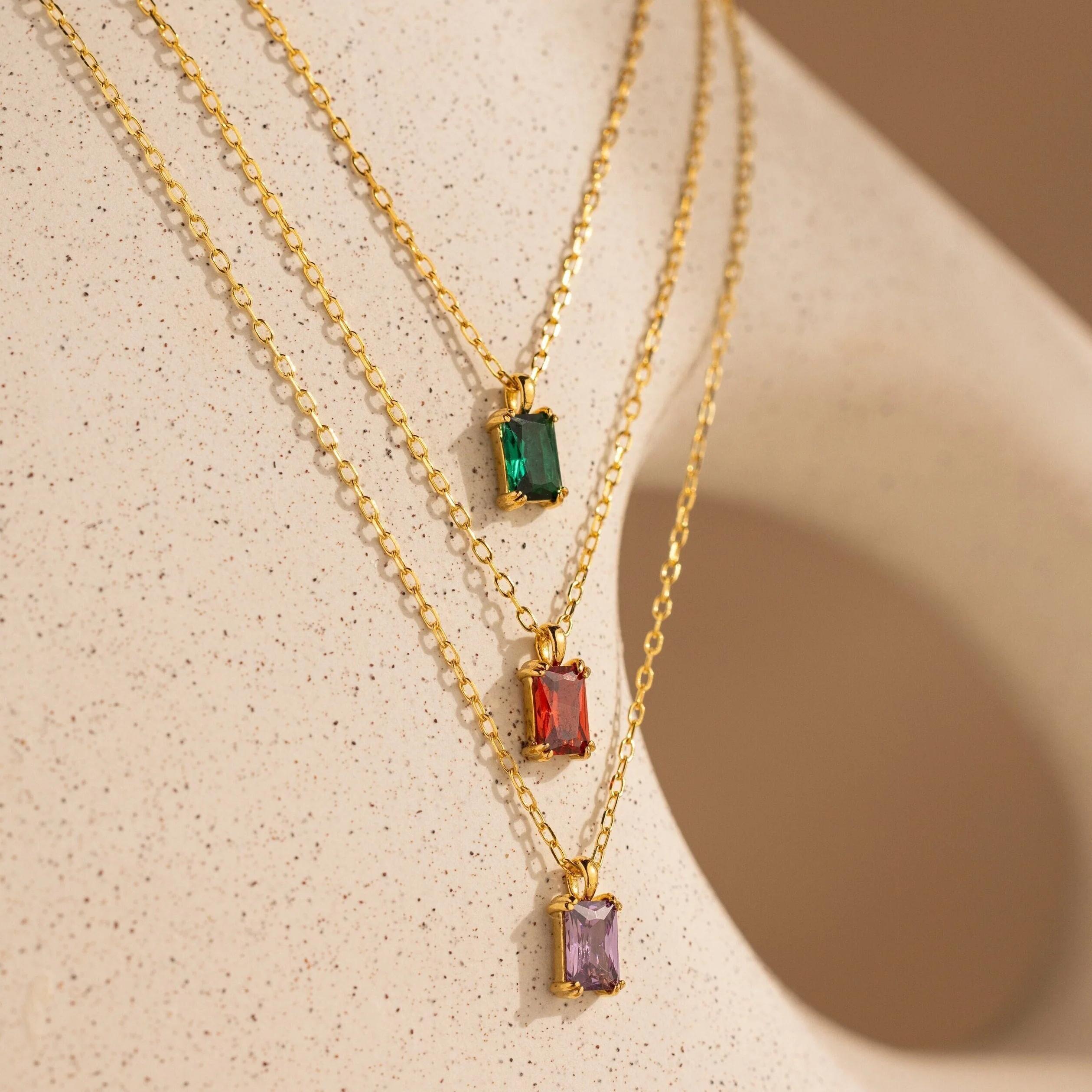 Emerald Cut Birthstone Necklace - Image 5