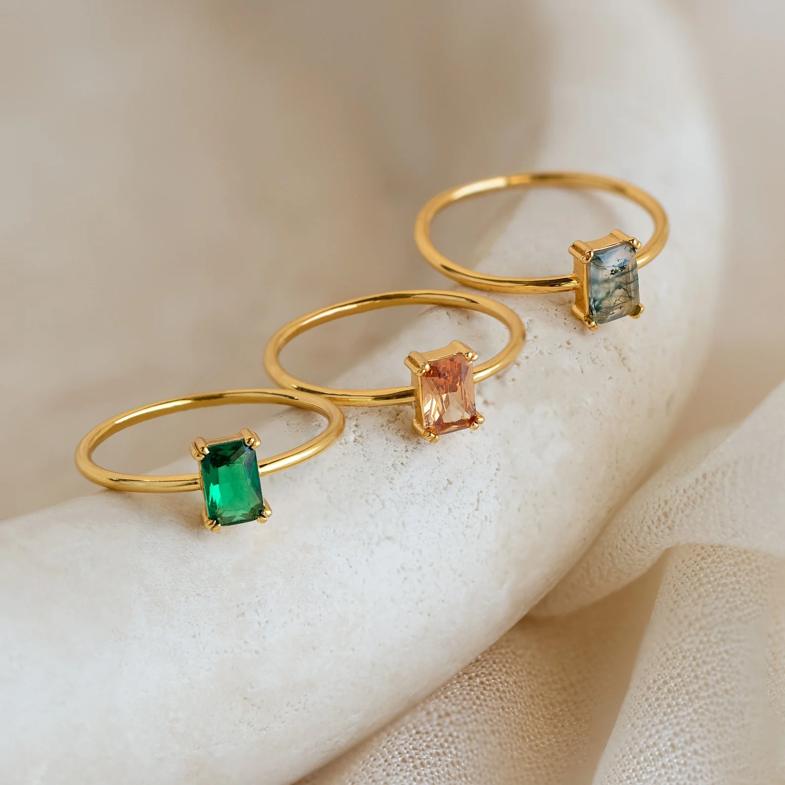 Emerald Cut Solitaire Rings - Image 3