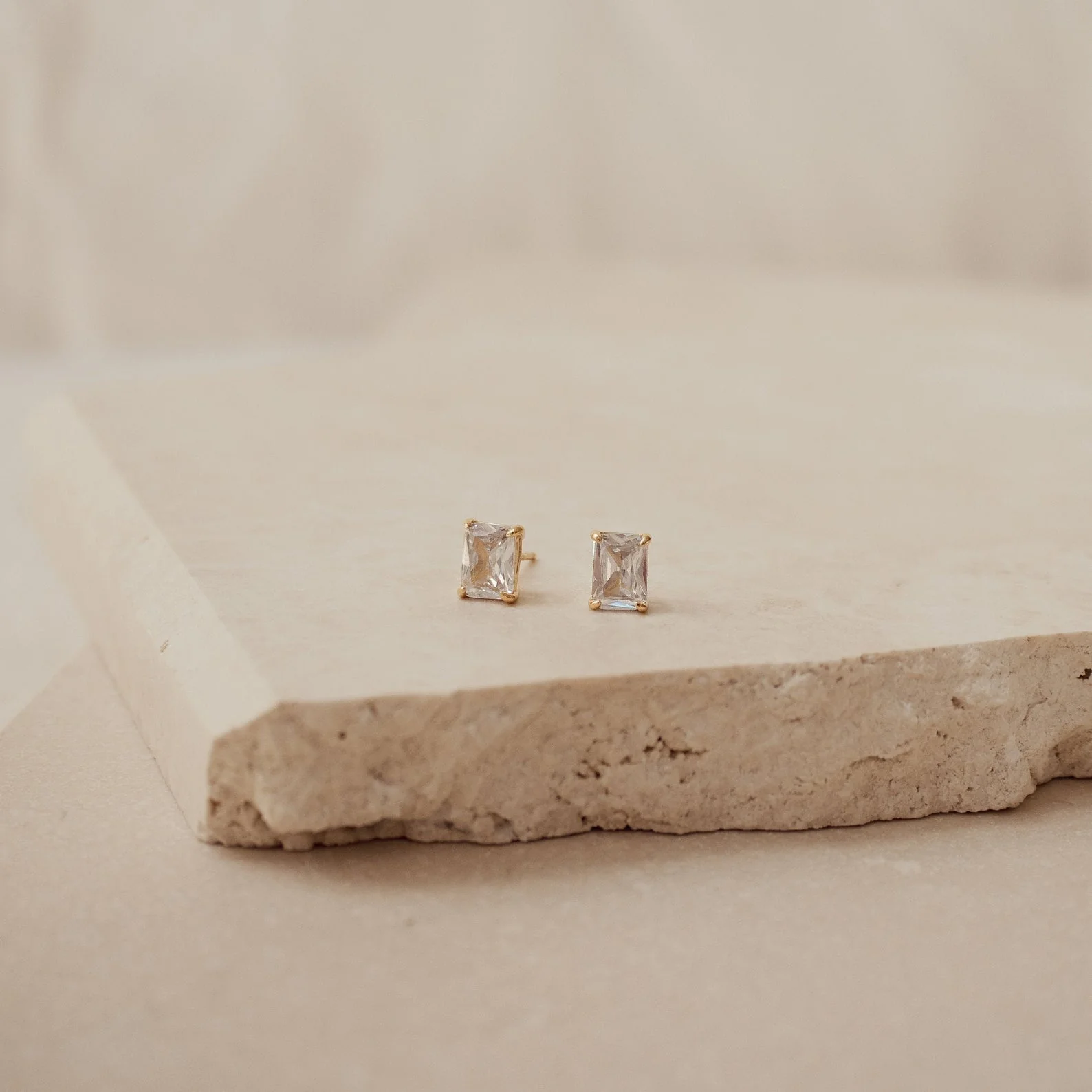 Emerald Diamond Studs in 18K Gold - Image 4