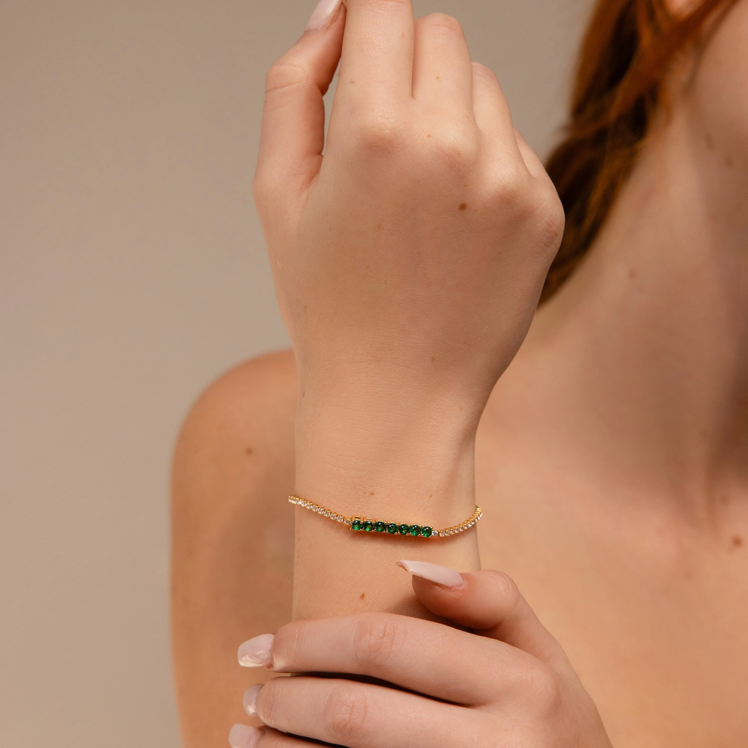 Emerald Diamond Tennis Bracelet - Image 2