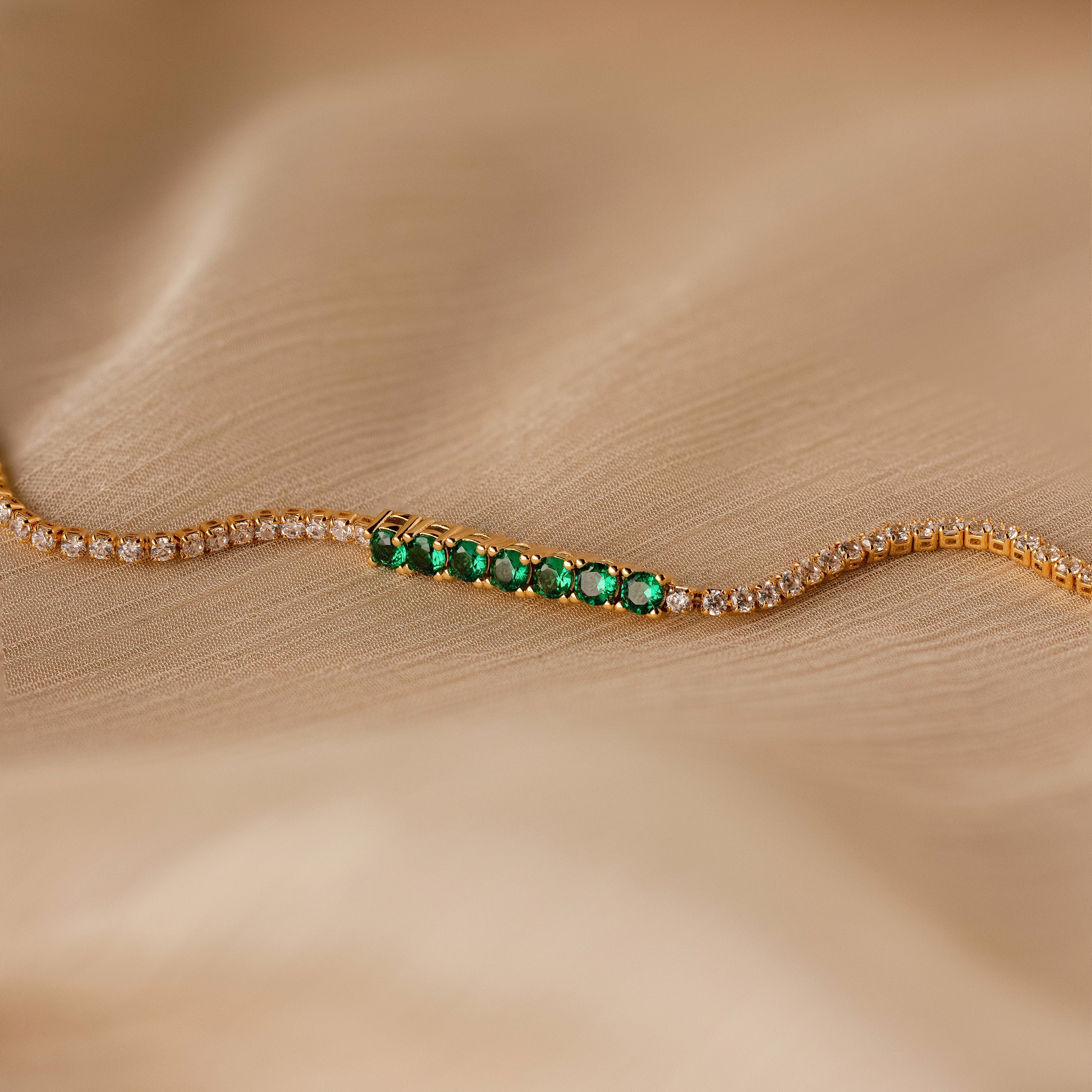 Emerald Diamond Tennis Bracelet - Image 5