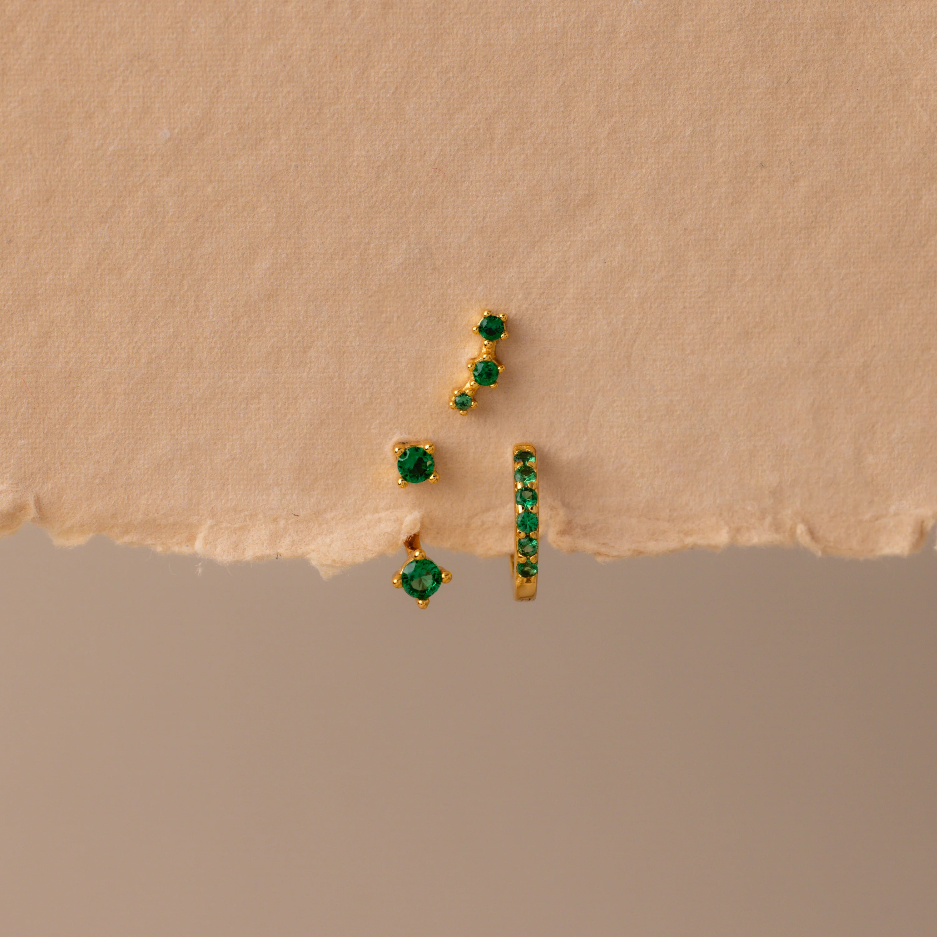 Emerald Earring Trio Set