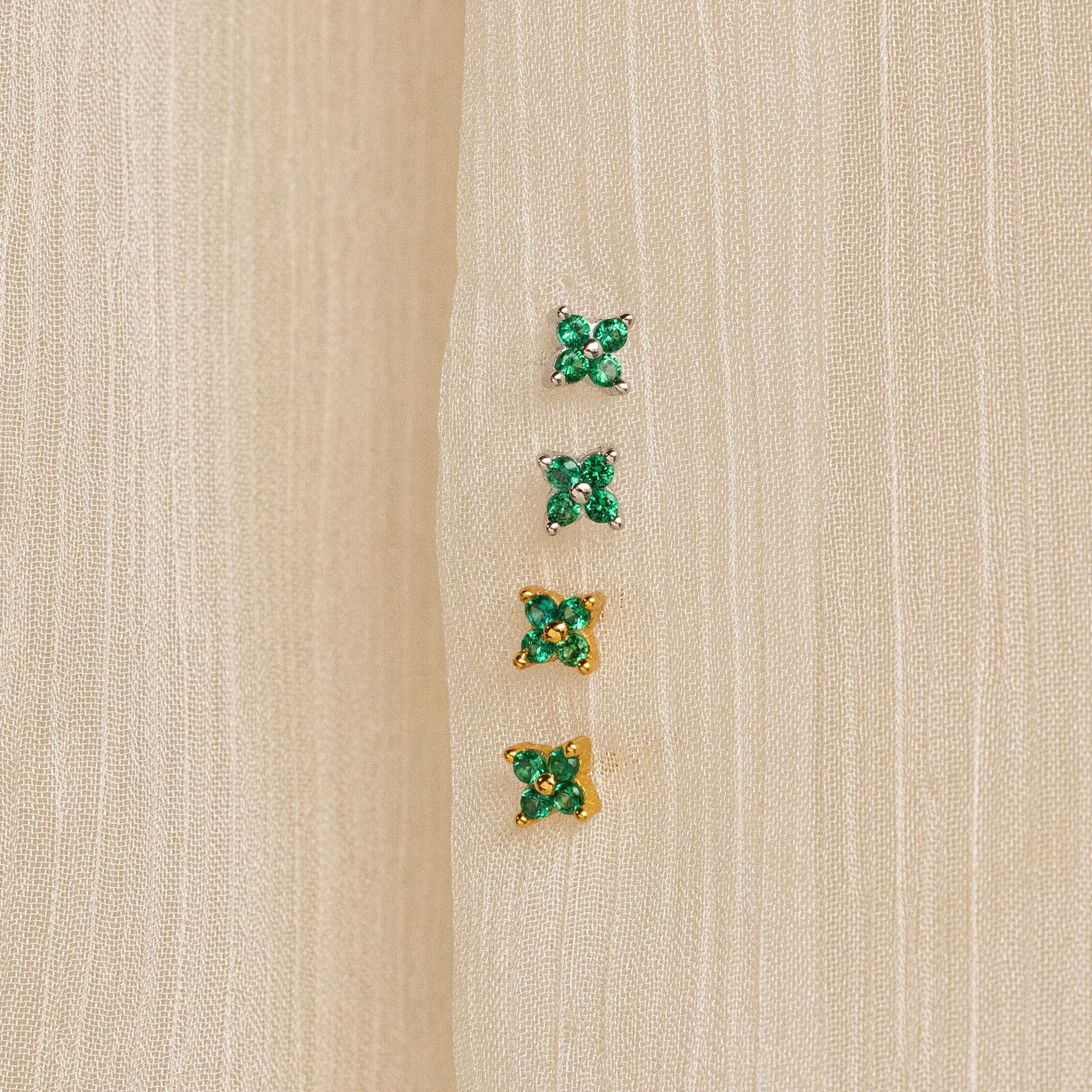 Emerald Ivy Flower Studs - Image 3