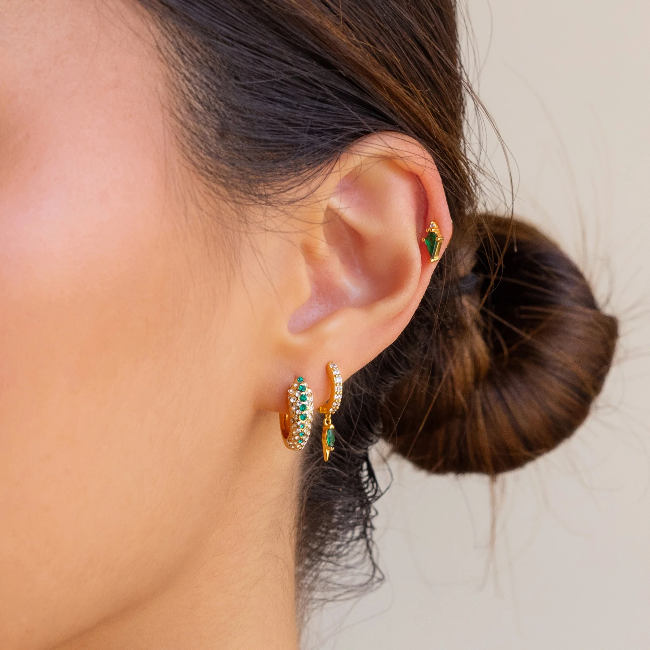 Emerald Pave Snake Hoops - Image 8