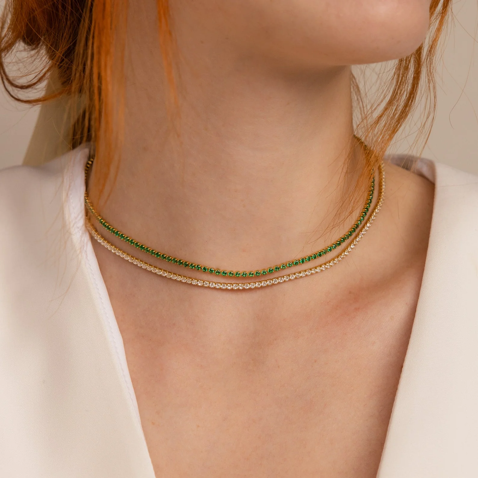 Emerald Tennis Choker Necklace - Image 4
