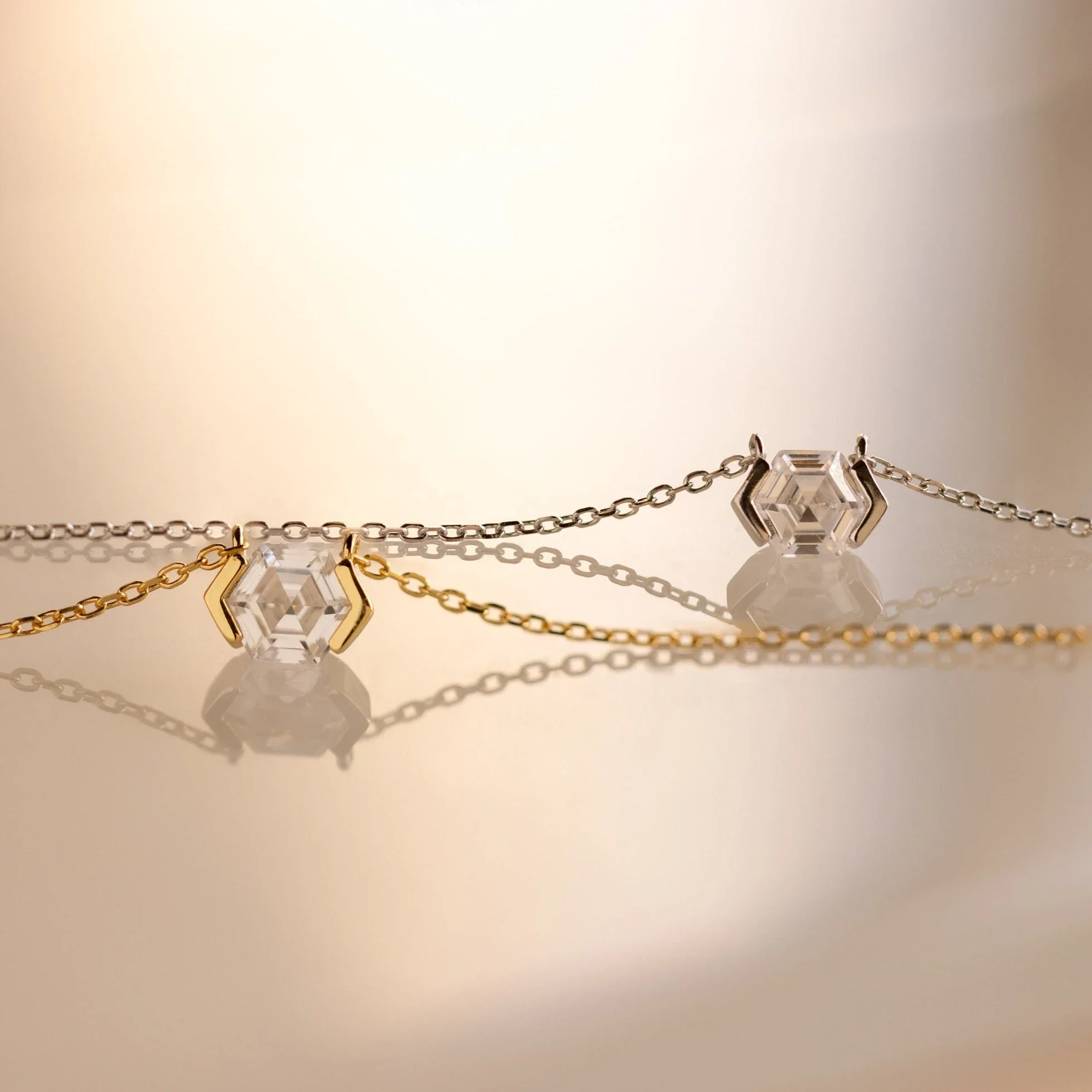 Encased Hexagon Diamond Necklace - Image 3