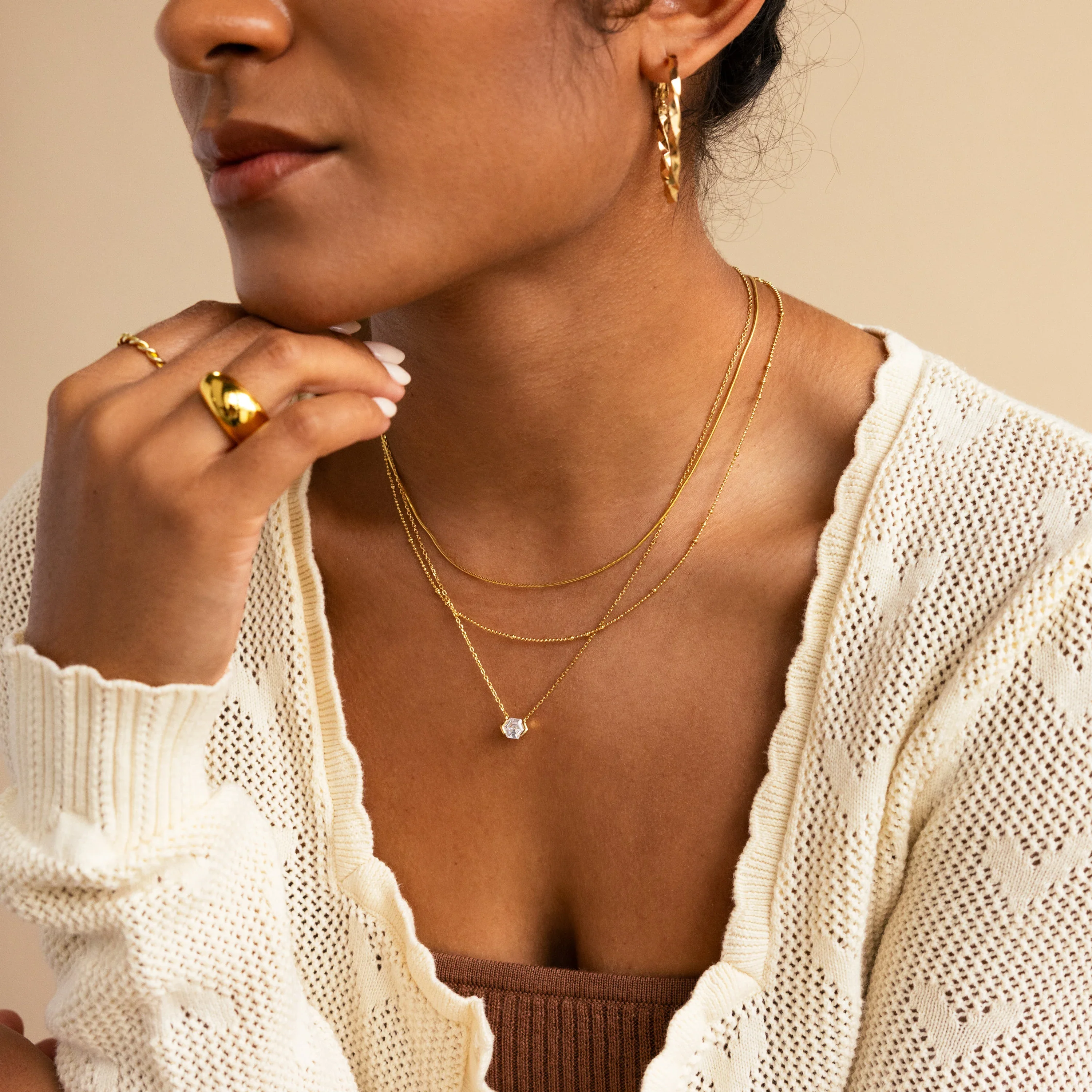 Encased Hexagon Diamond Necklace - Image 7