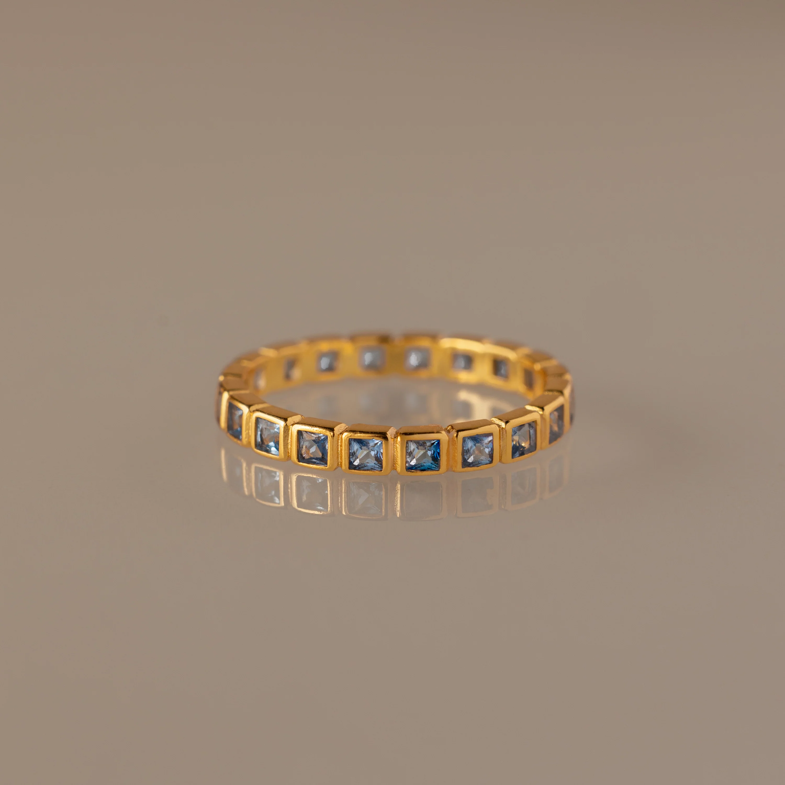 Eternity Bezel Blue Zircon Ring