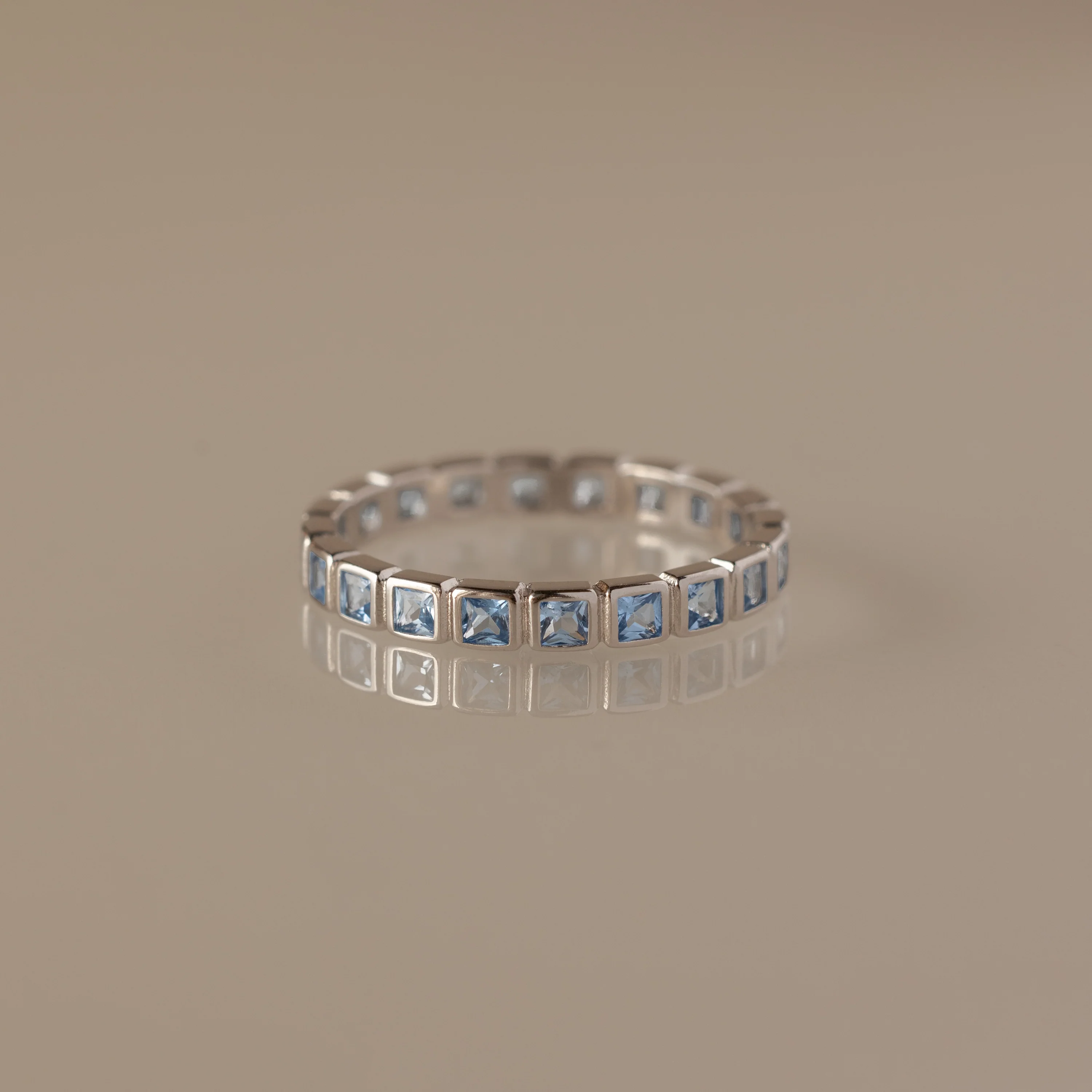 Eternity Bezel Blue Zircon Ring - Image 3