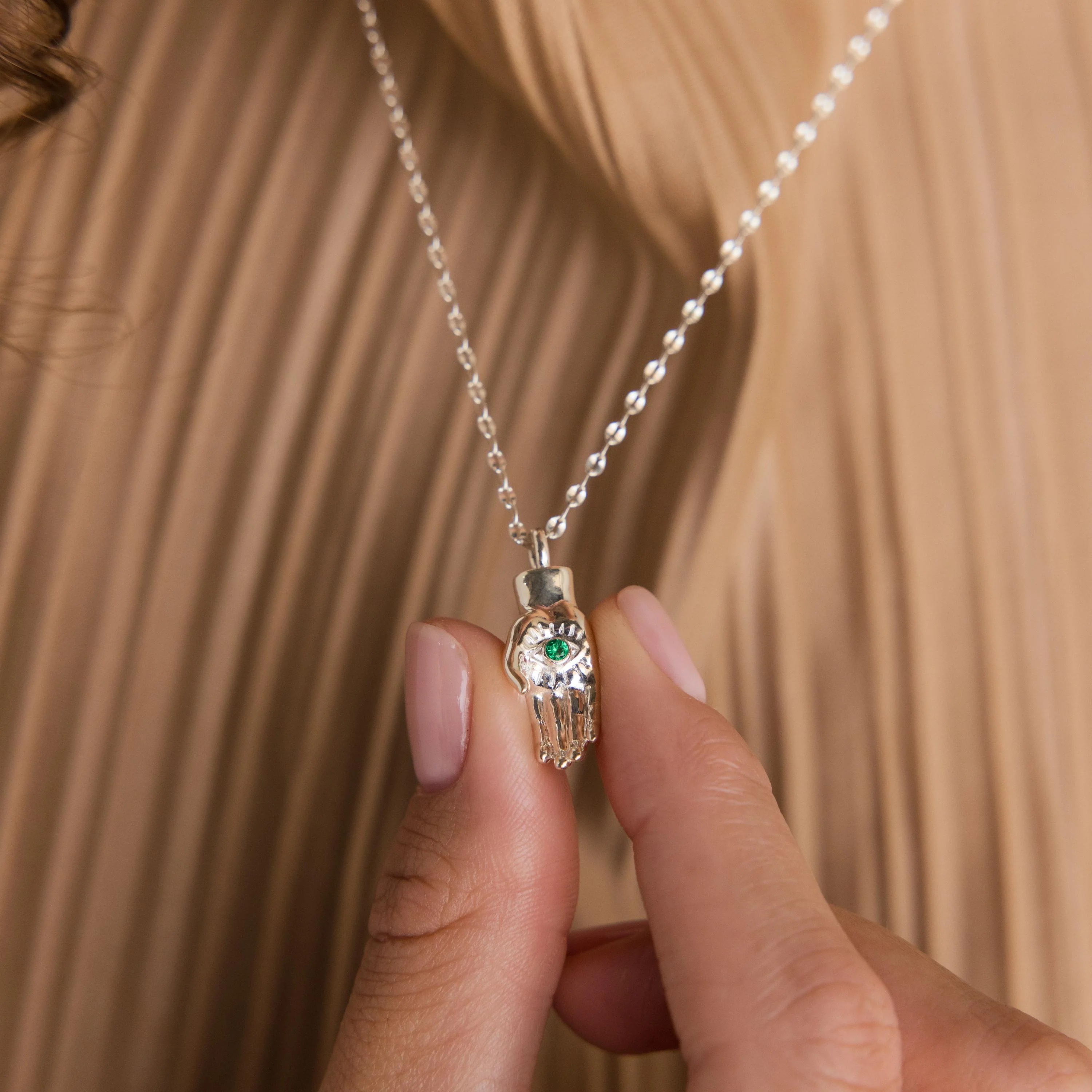 Evil Eye Birthstone Hand Necklace - Image 4