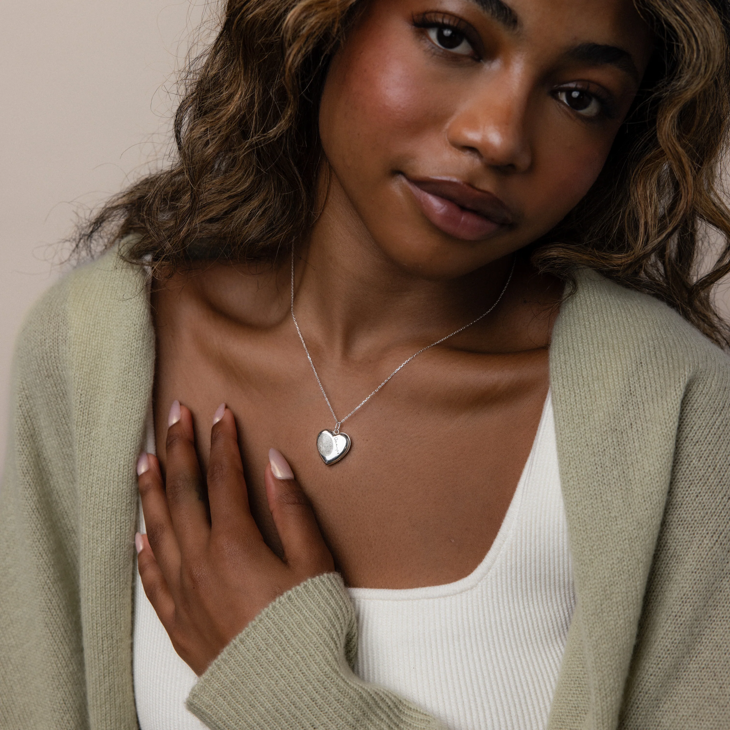 Fingerprint Heart Locket Necklace - Image 5