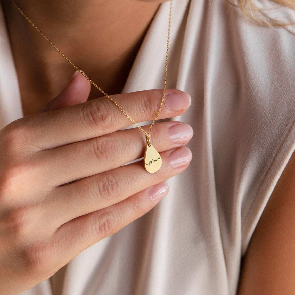 Tear Drop Fingerprint Necklace - Image 2