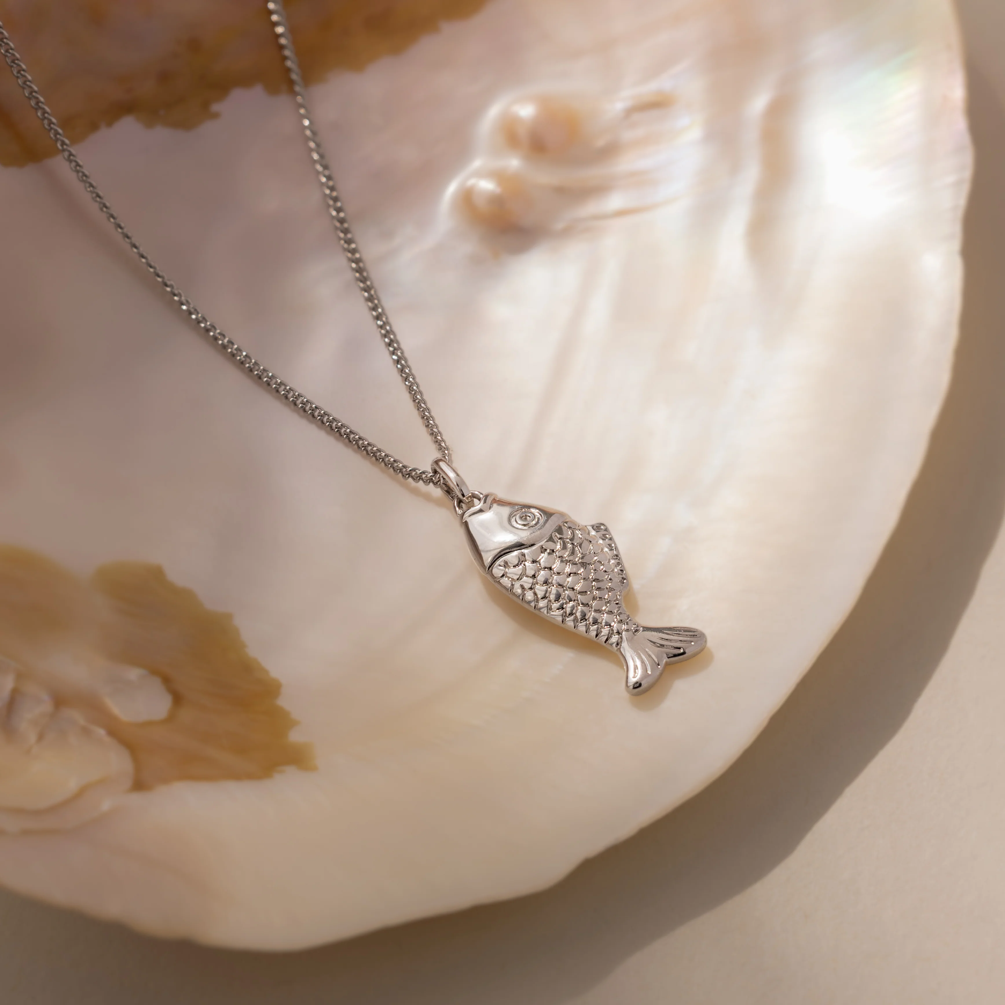 Fish Pendant Necklace in Silver - Image 3