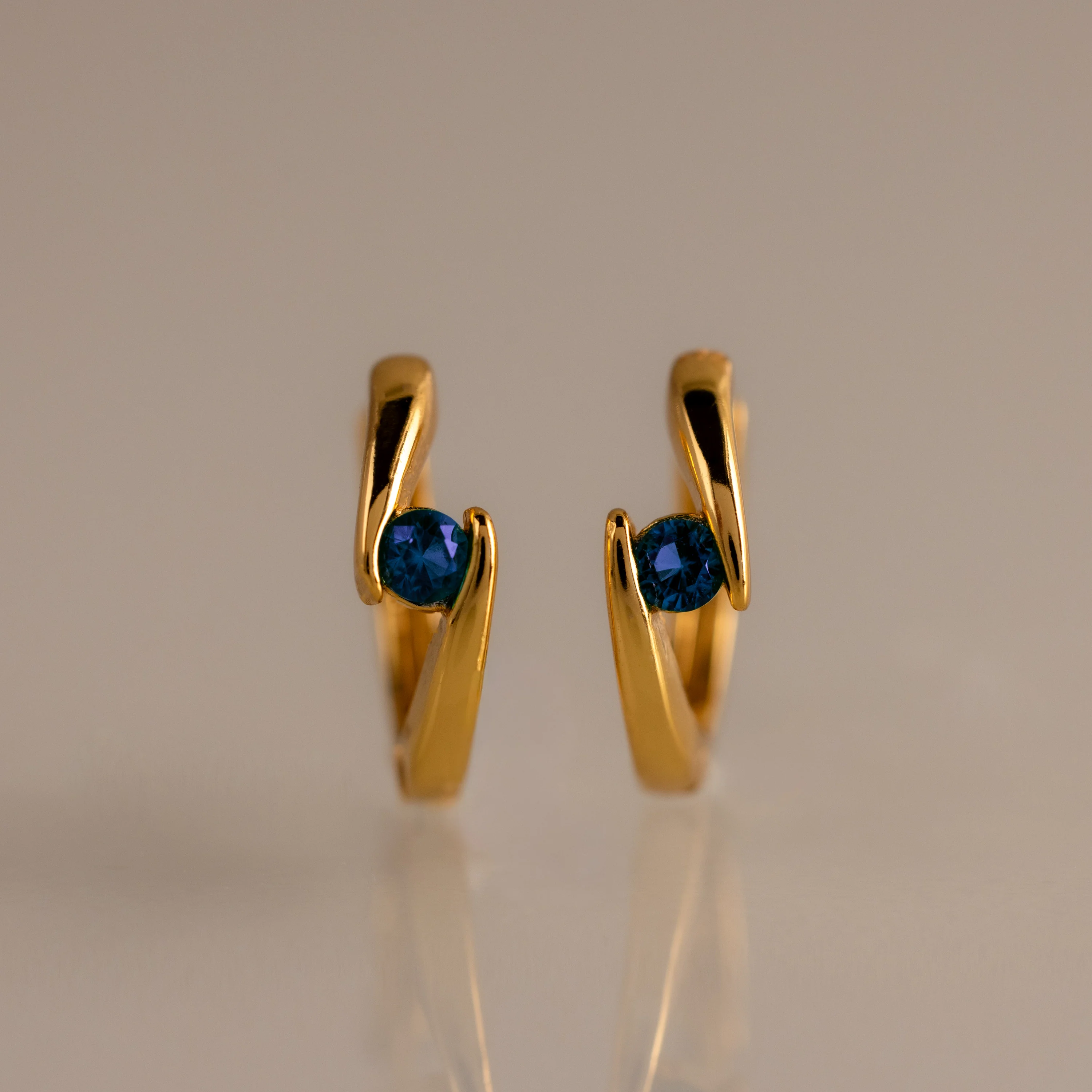 Floating Sapphire Huggies