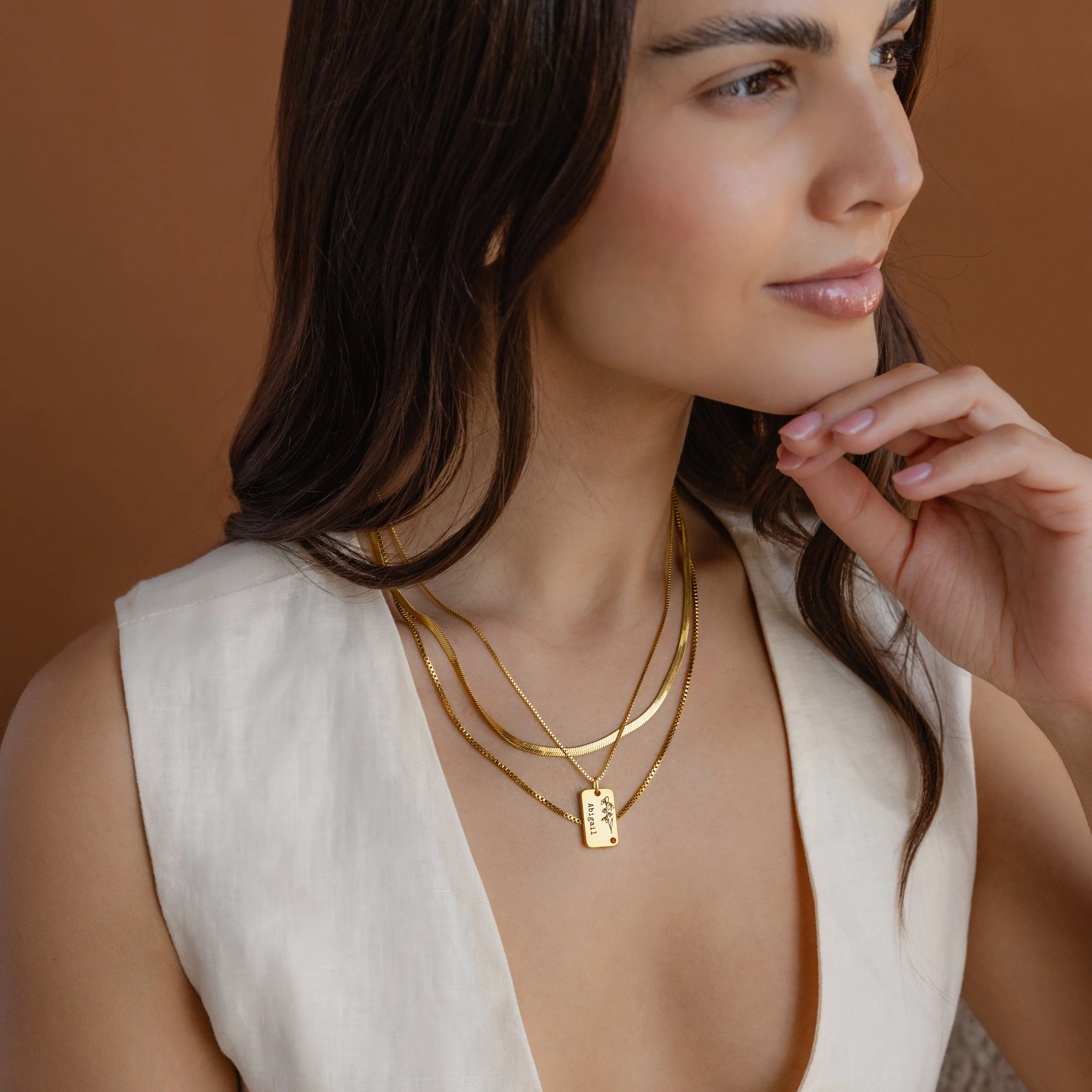 Floral Name Birthstone Necklace - Image 3