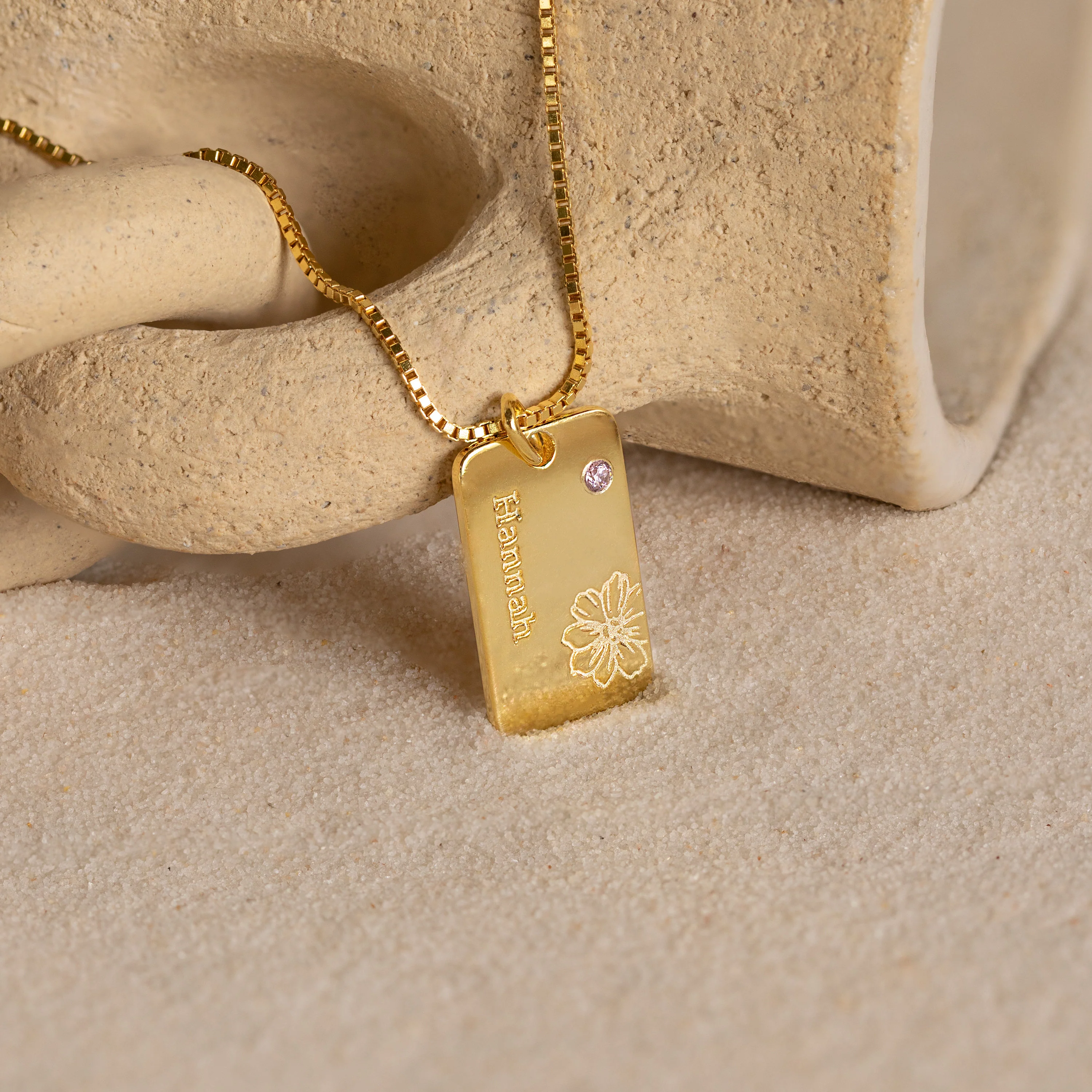 Floral Name Birthstone Necklace - Image 7
