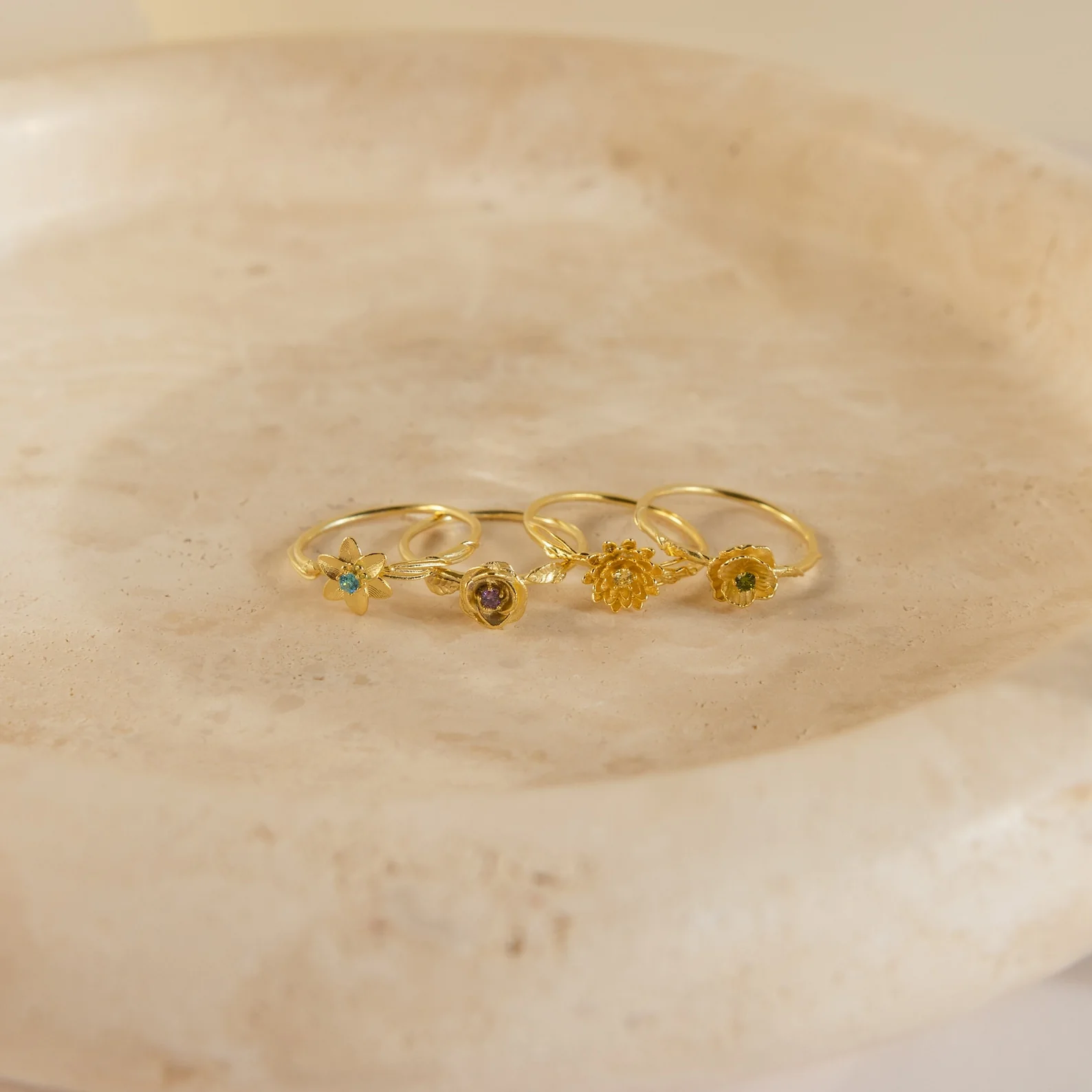 Flower Birthstone Ring - Image 7
