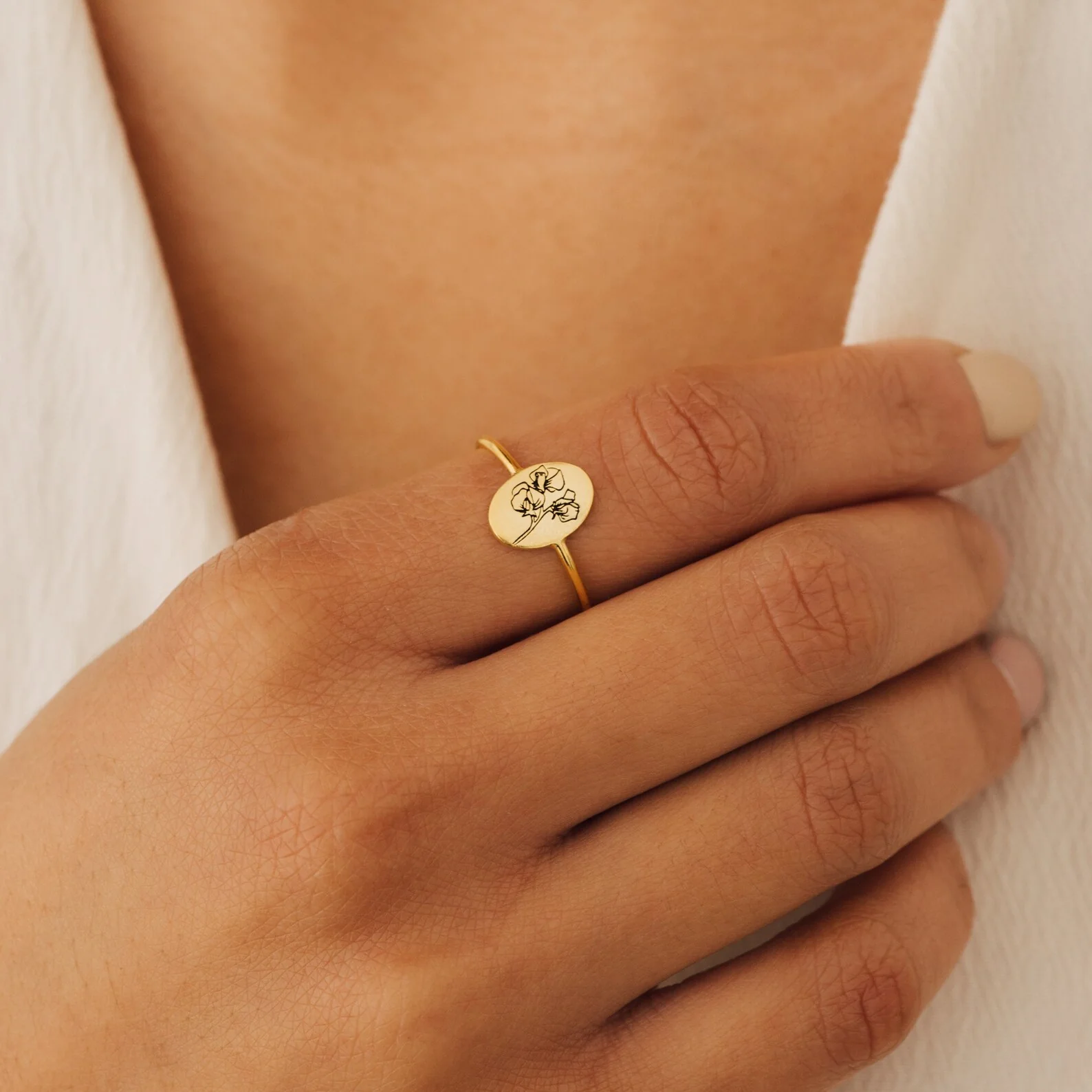 Flower Oval Ring - Image 2