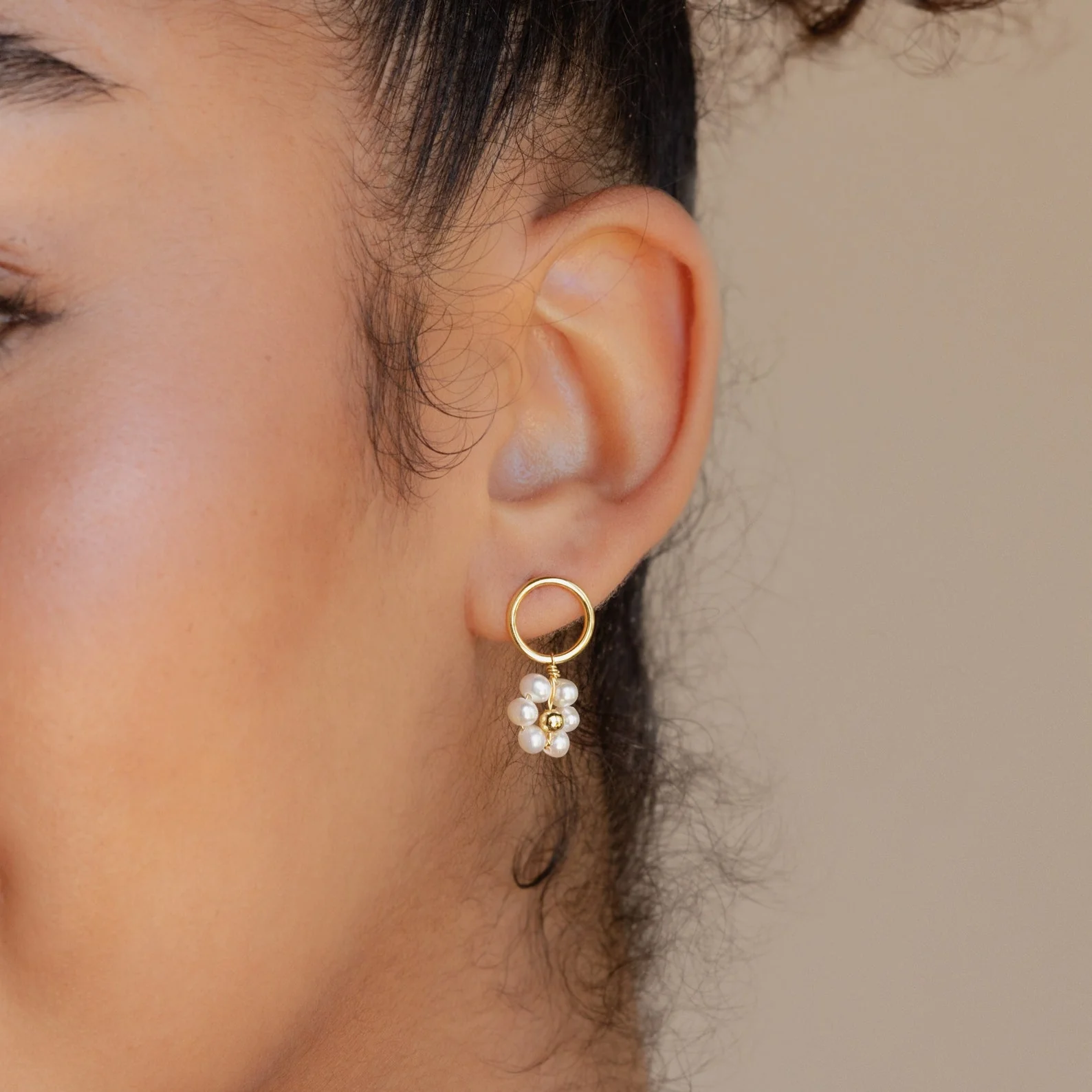 Flower Pearl Drop Earrings - Image 2