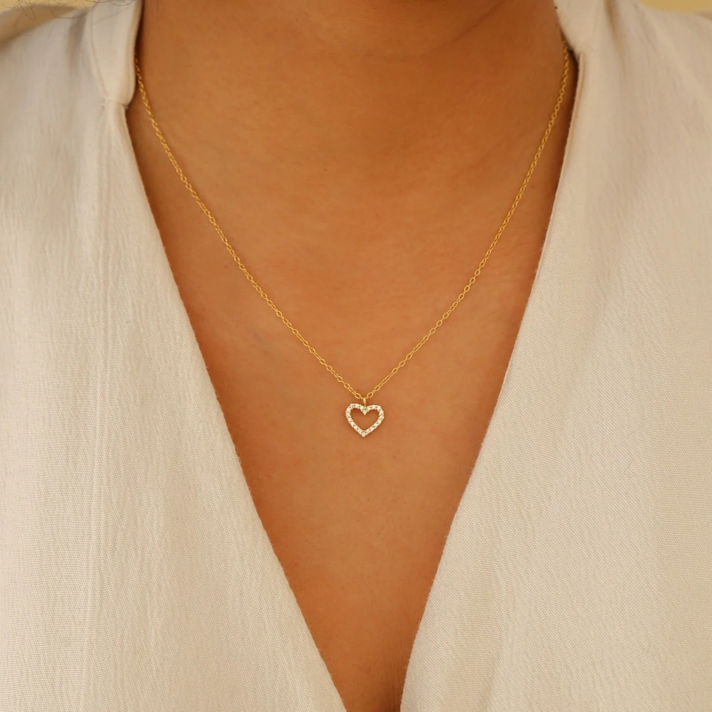 Forever Pave Heart Necklace in 18K Gold - Image 2