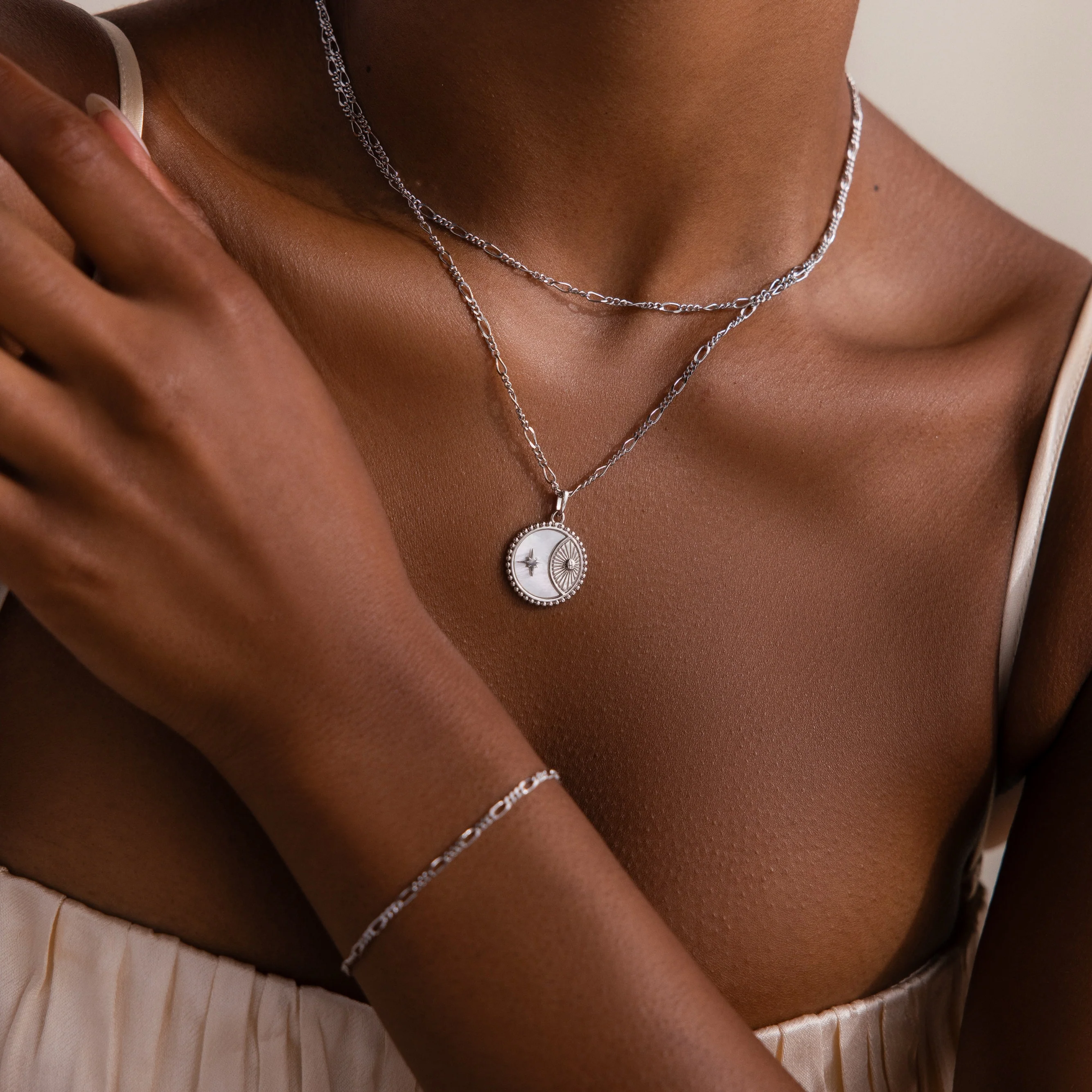 Gabi Coin Necklace in Silver - Image 5