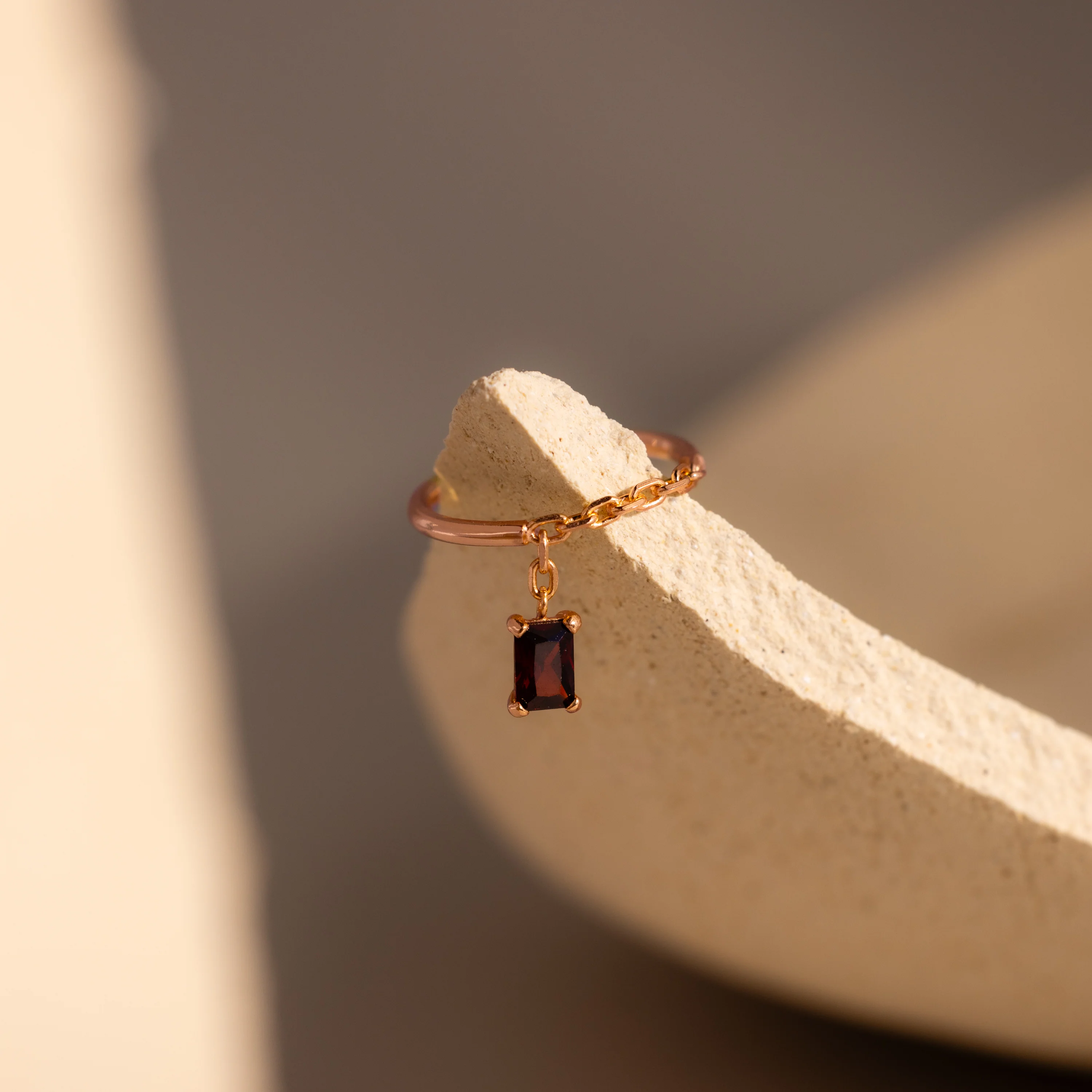 Garnet Drop Chain Ring - Image 5