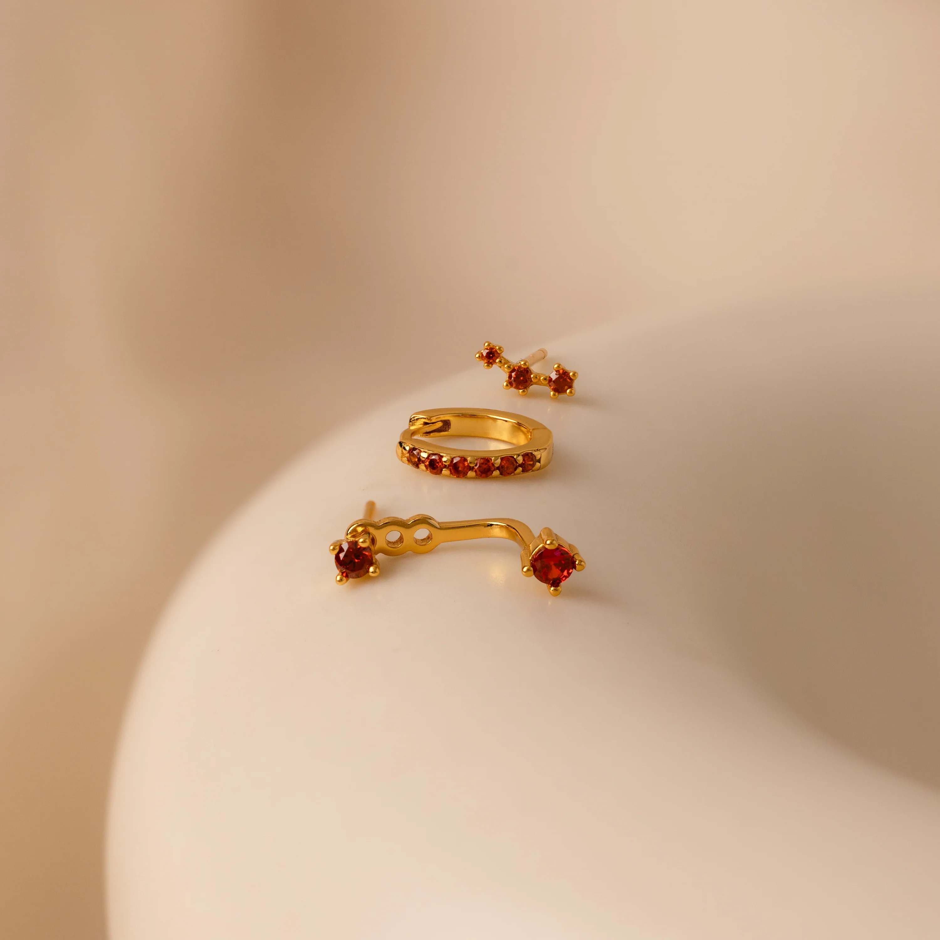 Garnet Earring Trio Set - Image 3