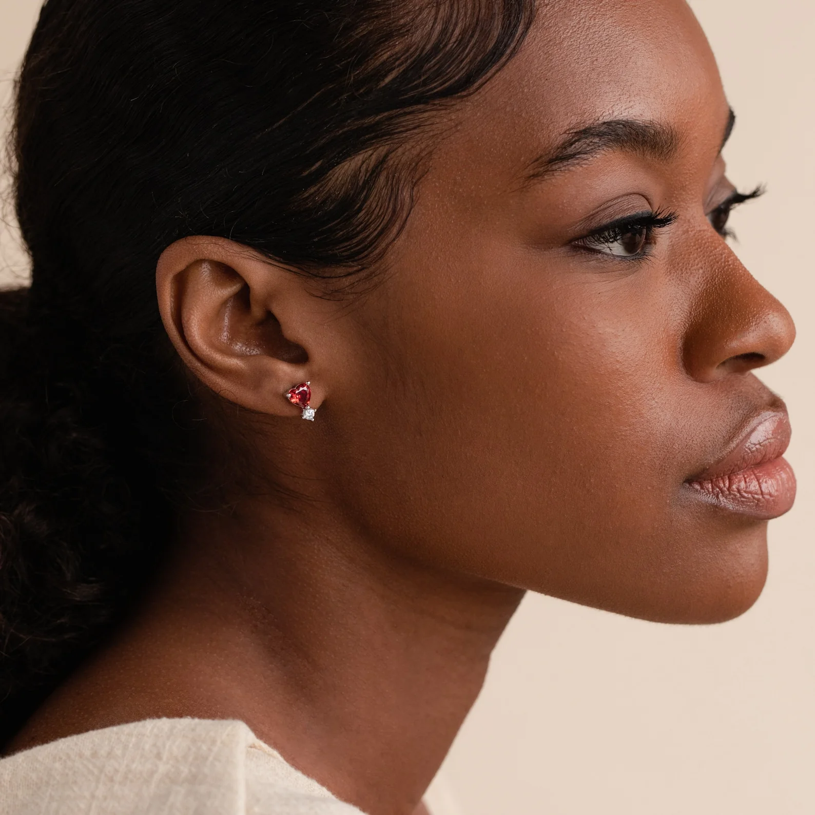 Garnet Heart Studs - Image 4