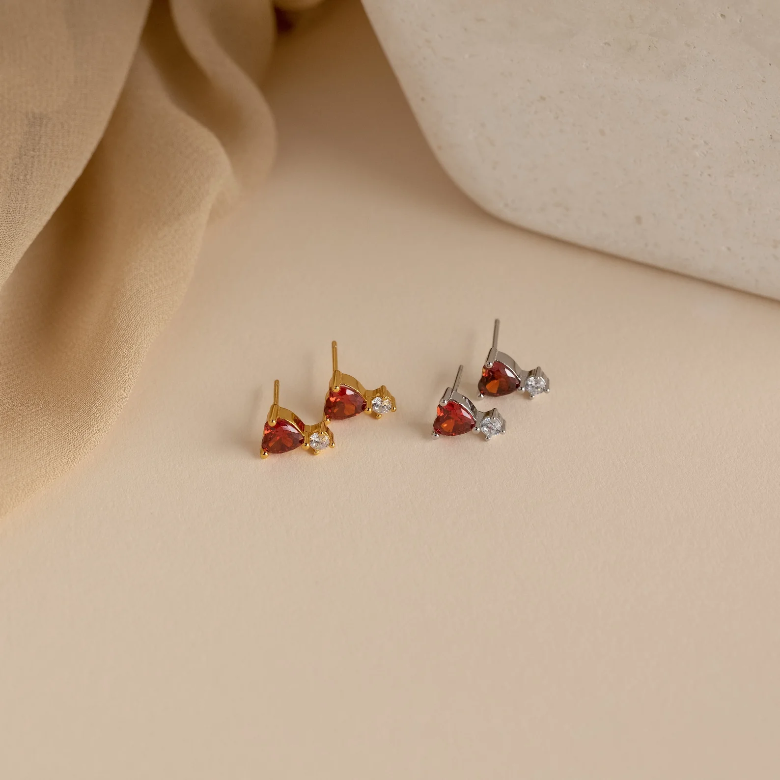 Garnet Heart Studs - Image 6
