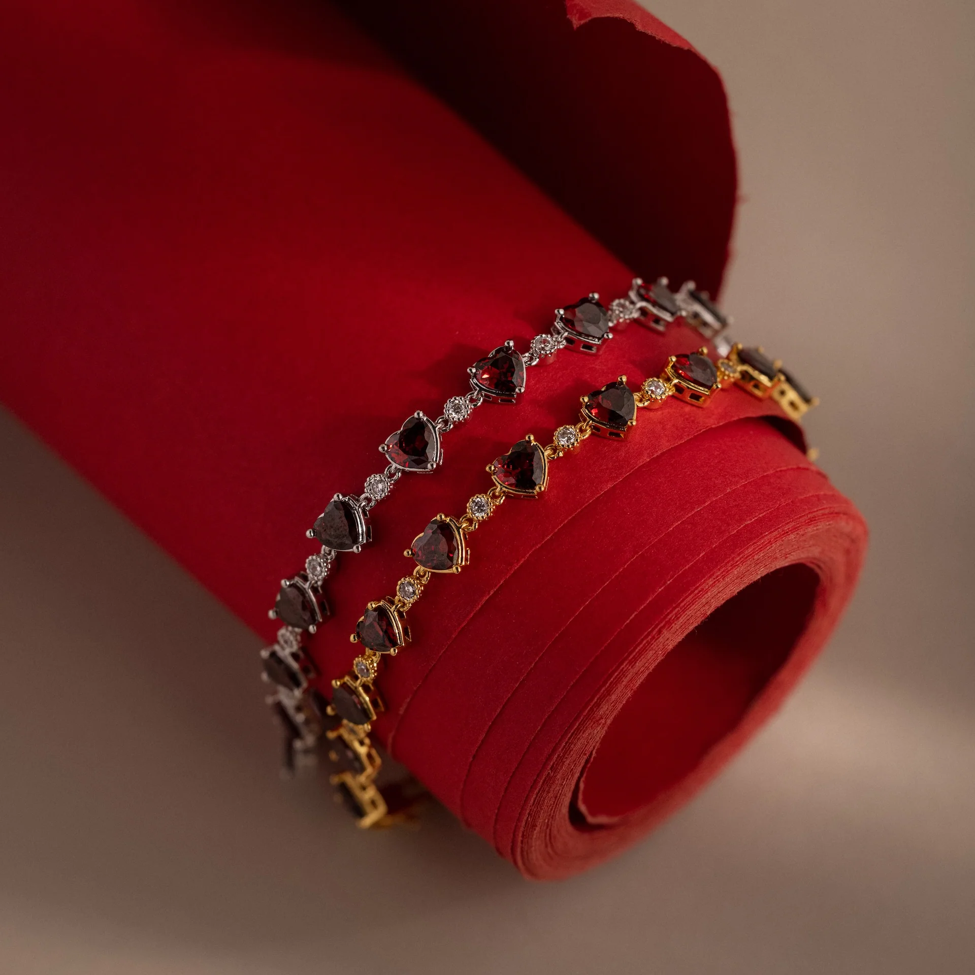Garnet Heart Tennis Bracelet - Image 6