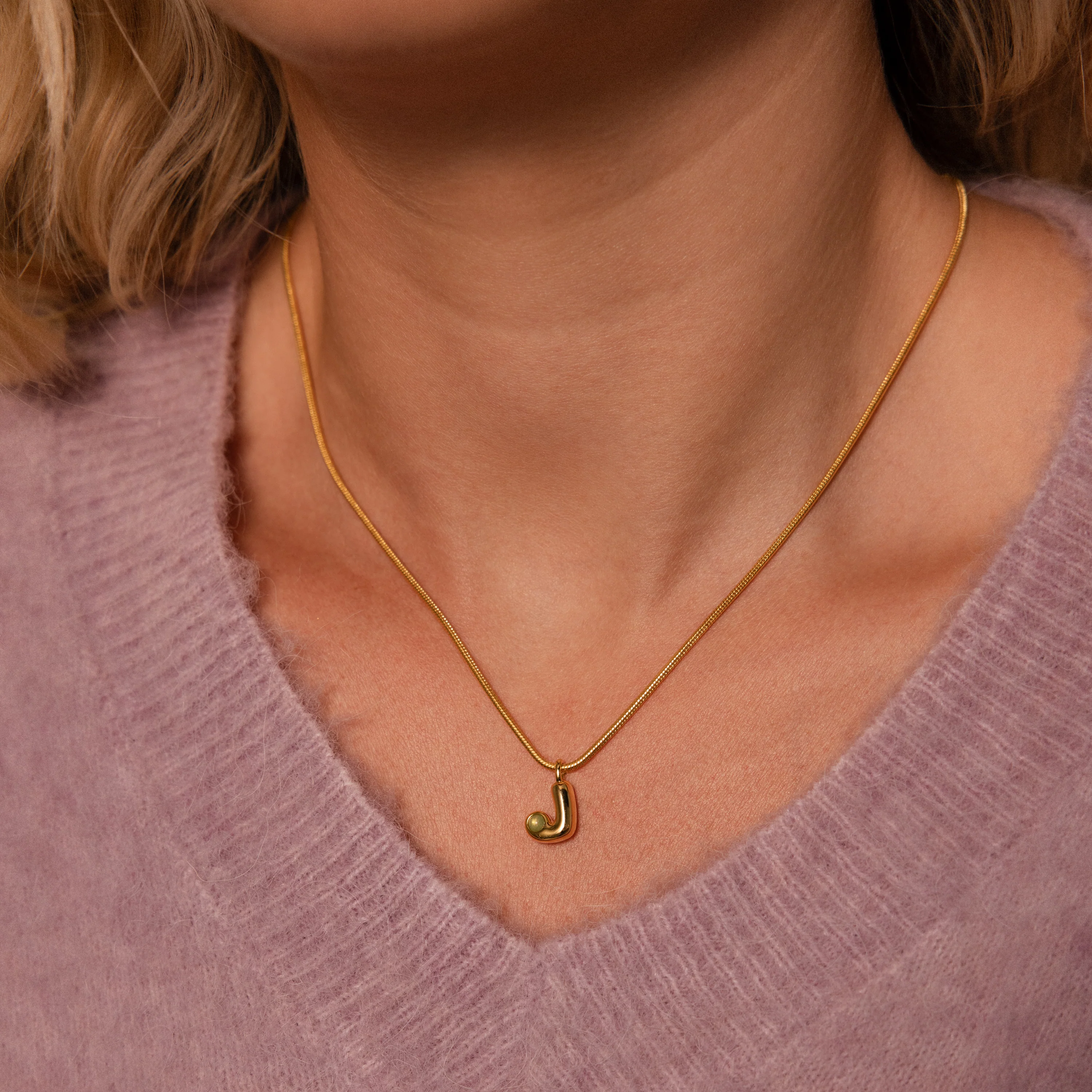 Gemstone Bubble Initial Necklace - Image 2