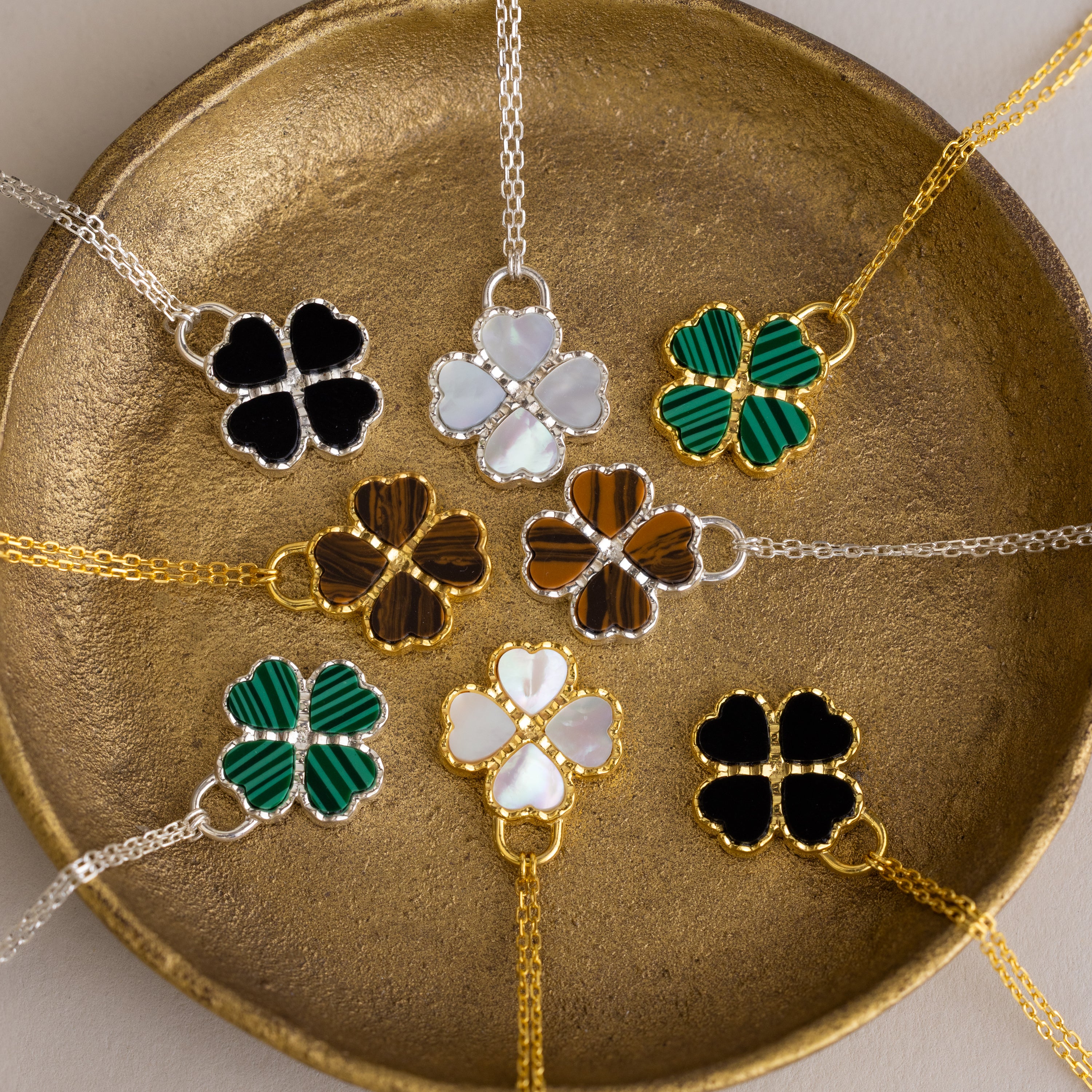 Mother of Pearl Clover Necklace - Image 4