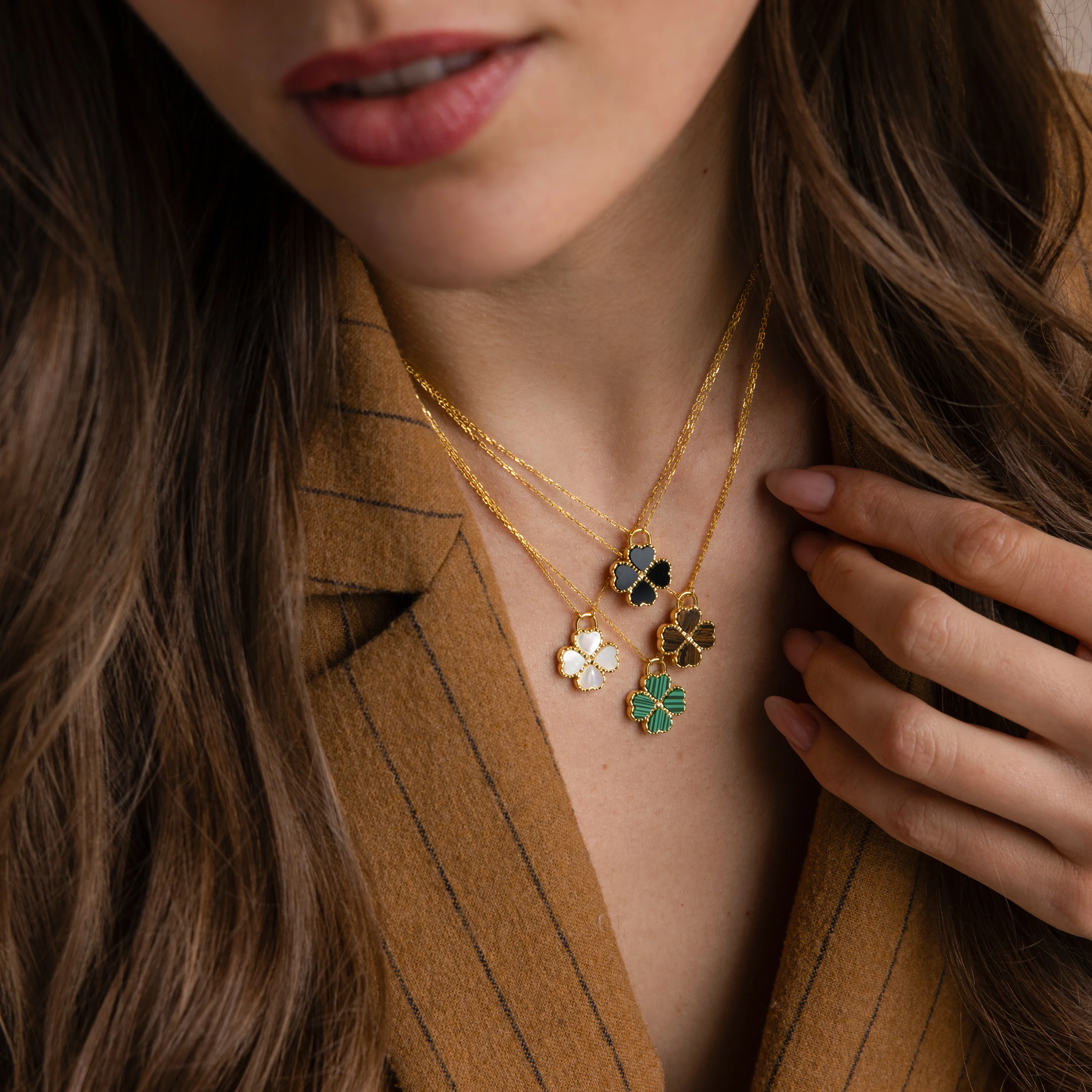 Mother of Pearl Clover Necklace - Image 2