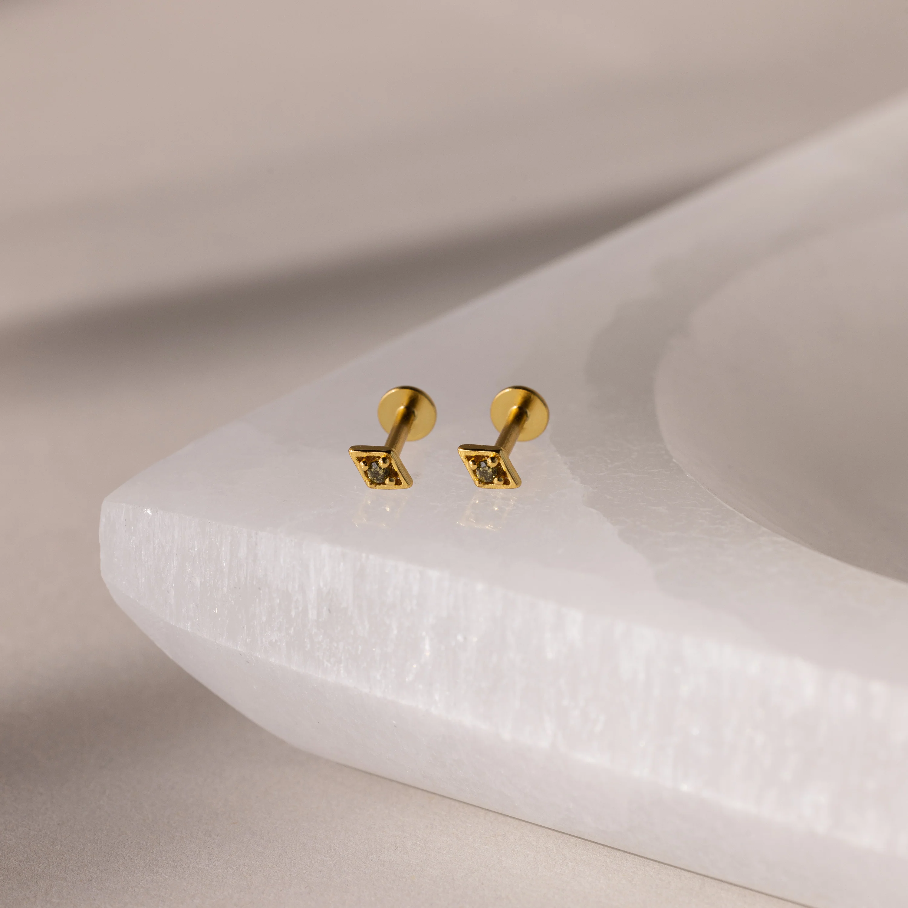 Geometric Peridot Flat Back Studs