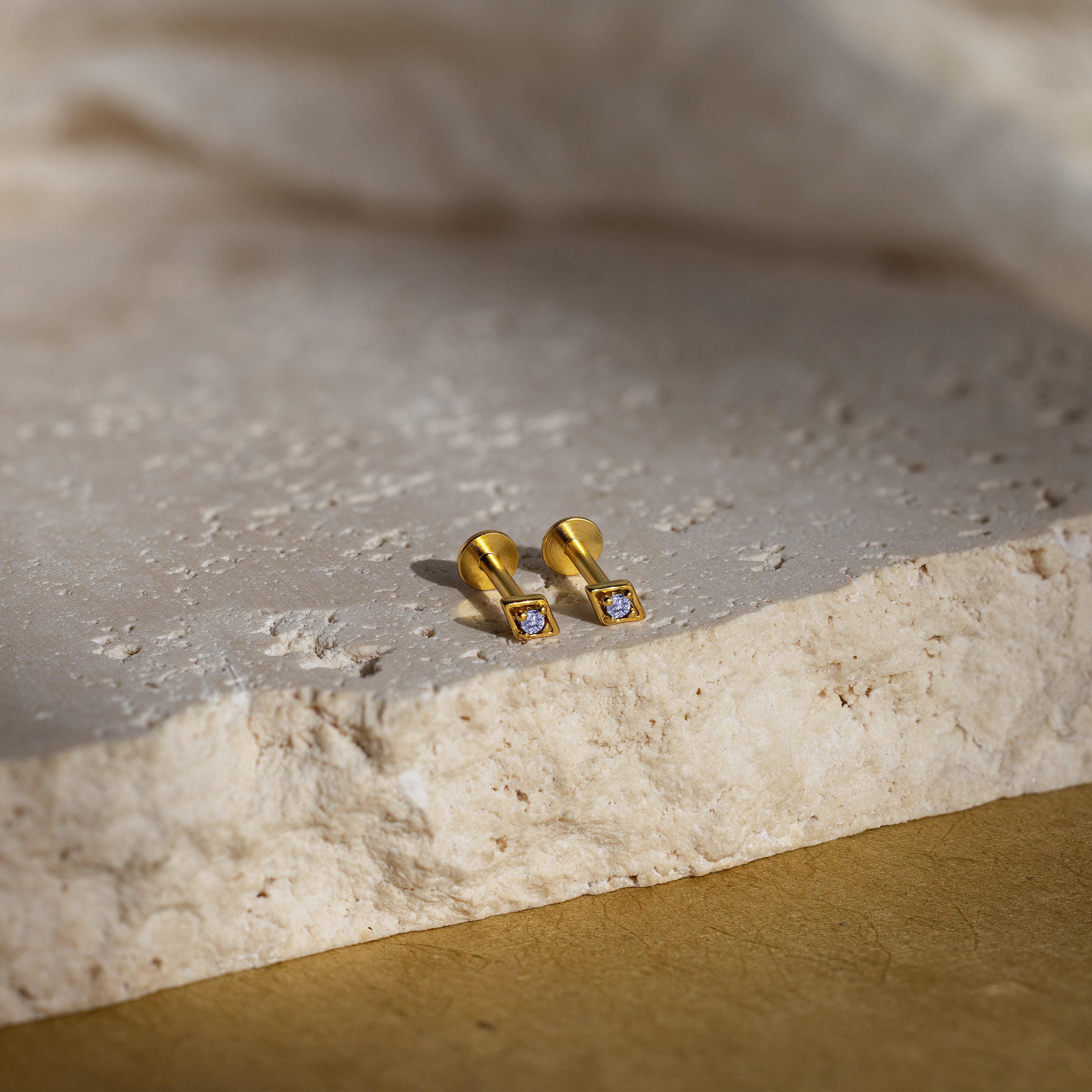 Geometric Alexandrite Flat Back Studs