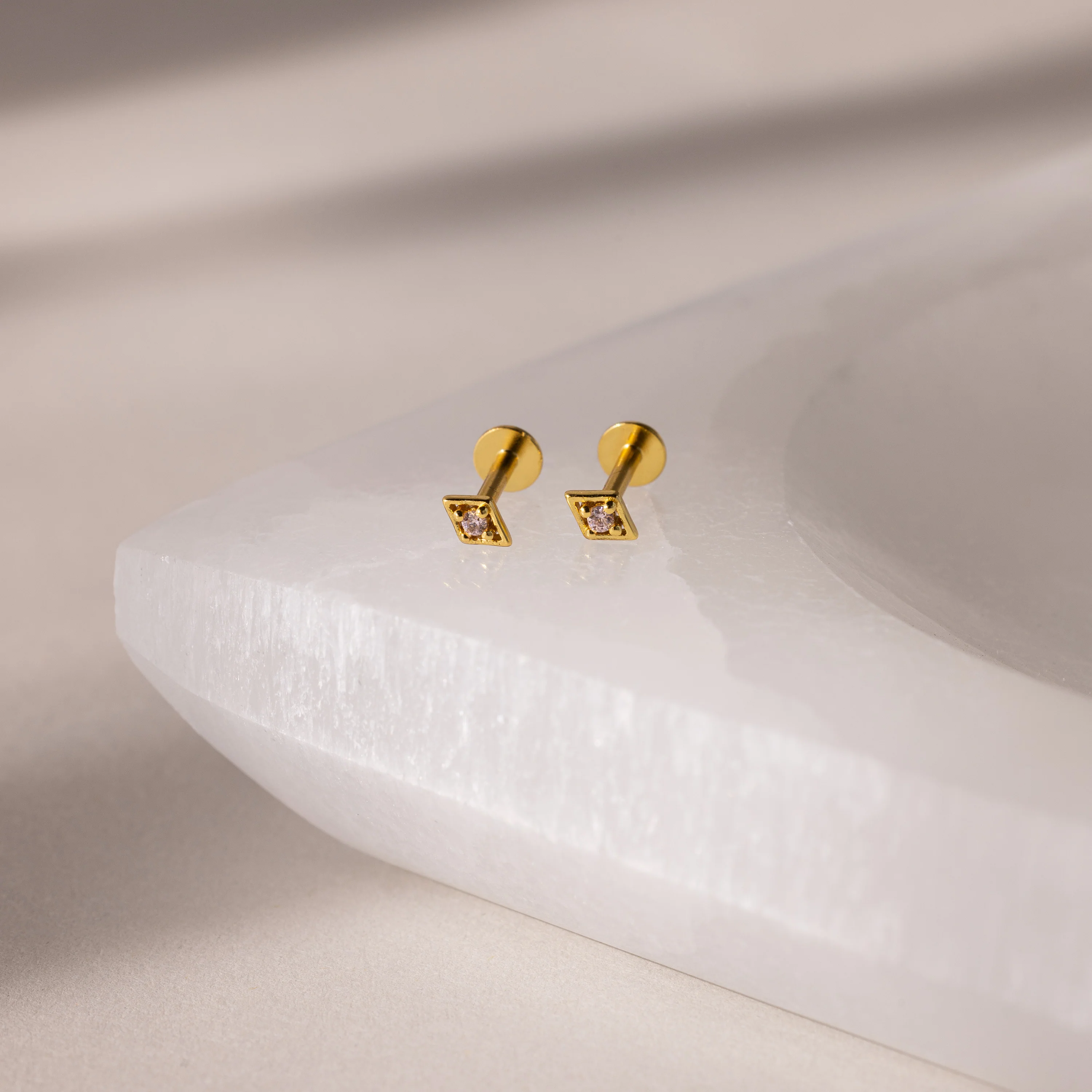Geometric Pink Tourmaline Flat Back Studs - Image 3