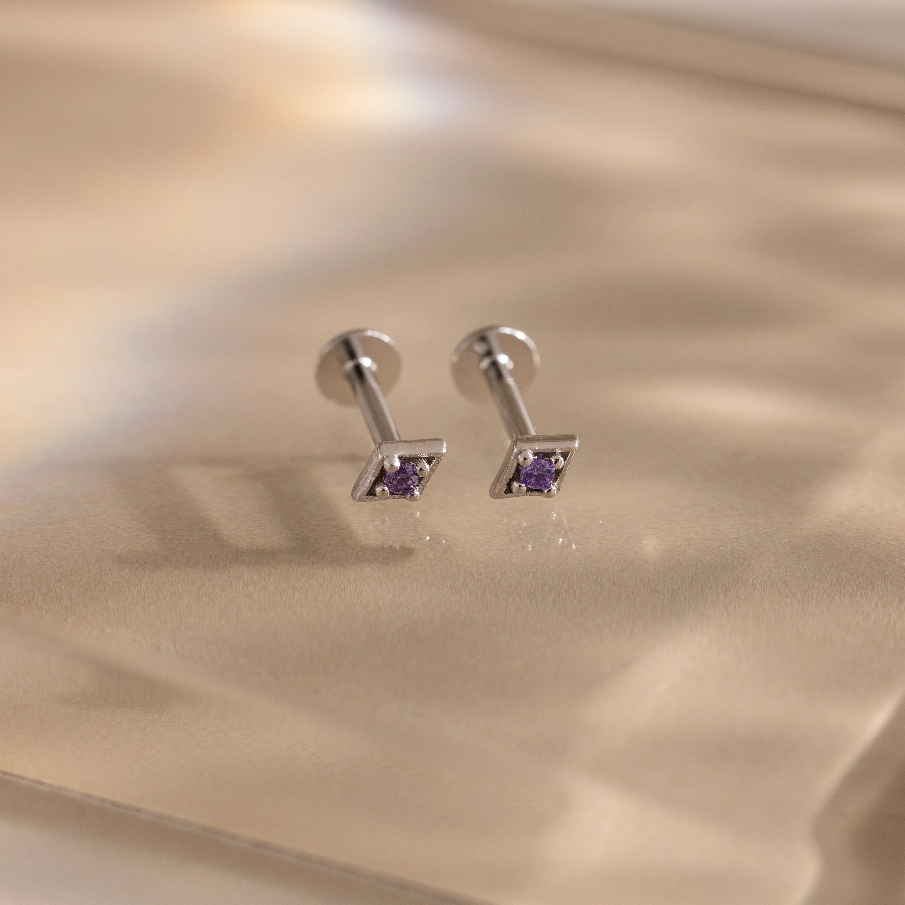 Geometric Amethyst Flat Back Studs - Image 3