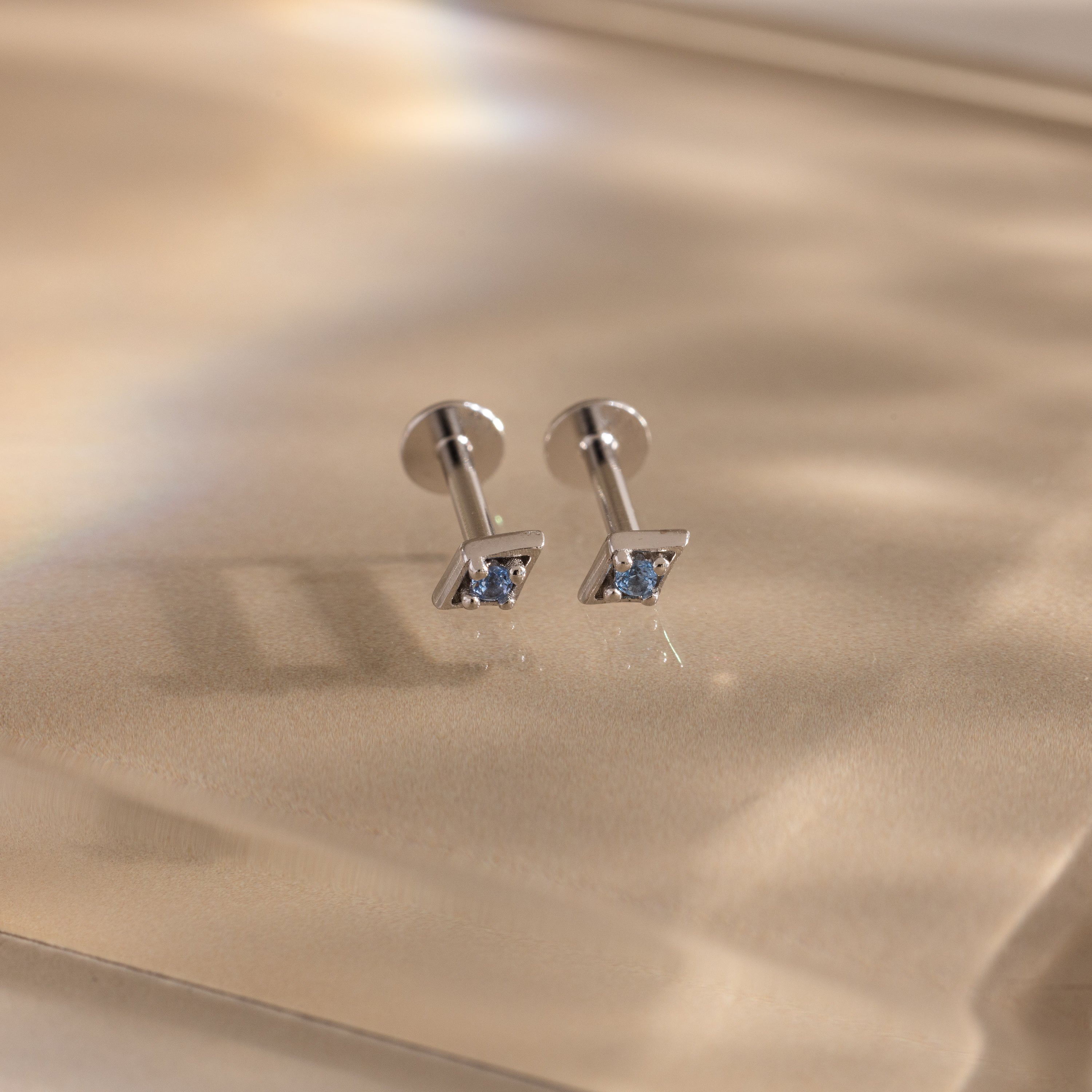 Geometric Aquamarine Flat Back Studs - Image 3