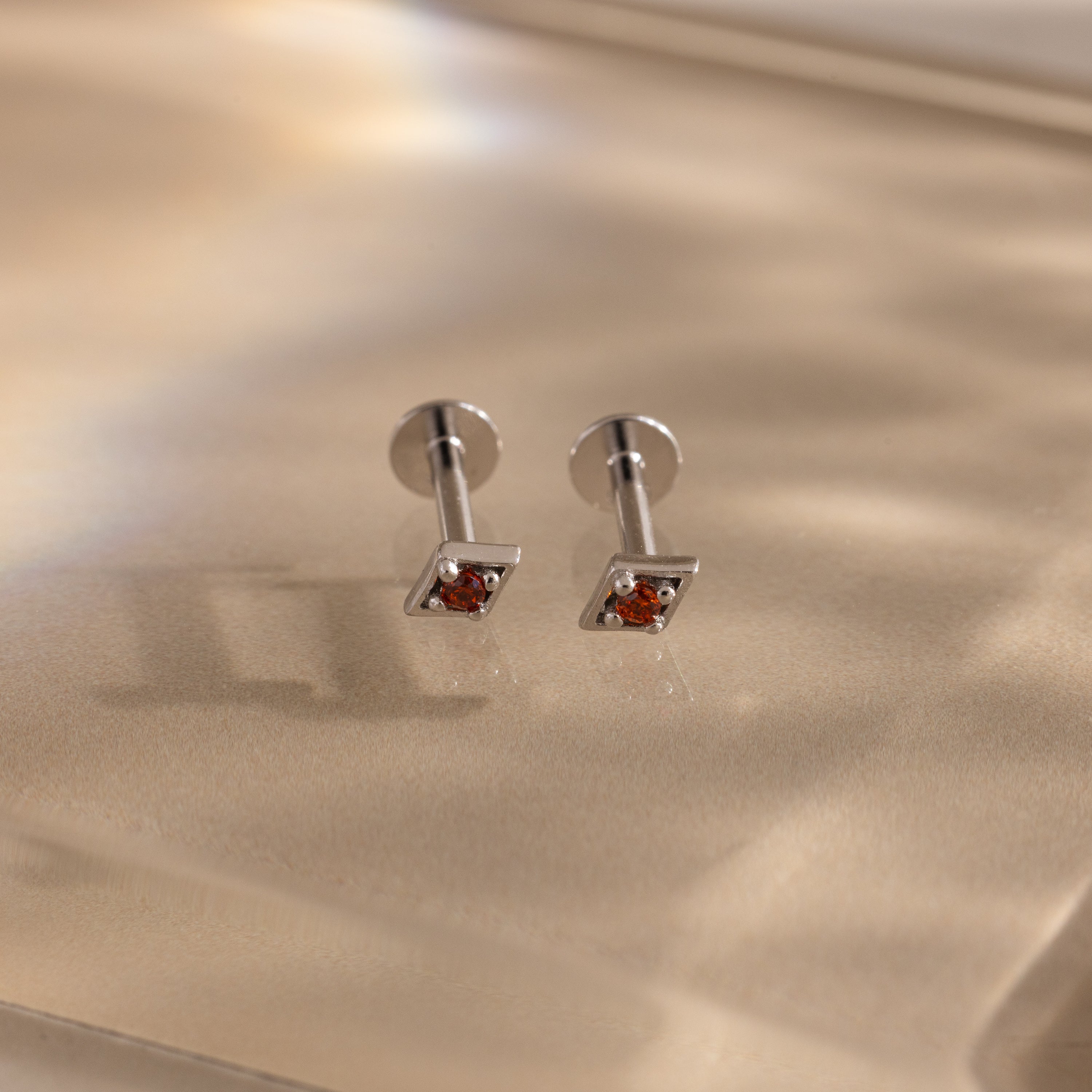 Geometric Garnet Flat Back Studs - Image 3